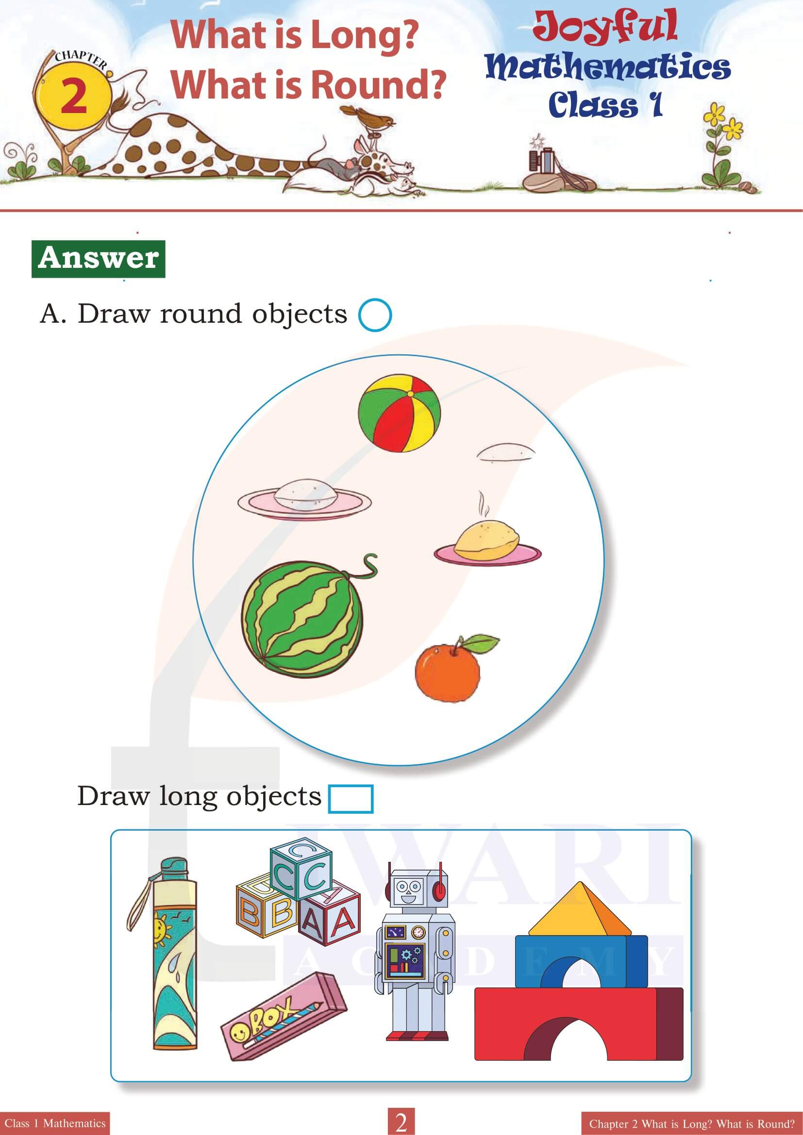 NCERT Solutions for Class 1 Maths Joyful Chapter 2 What is Round?