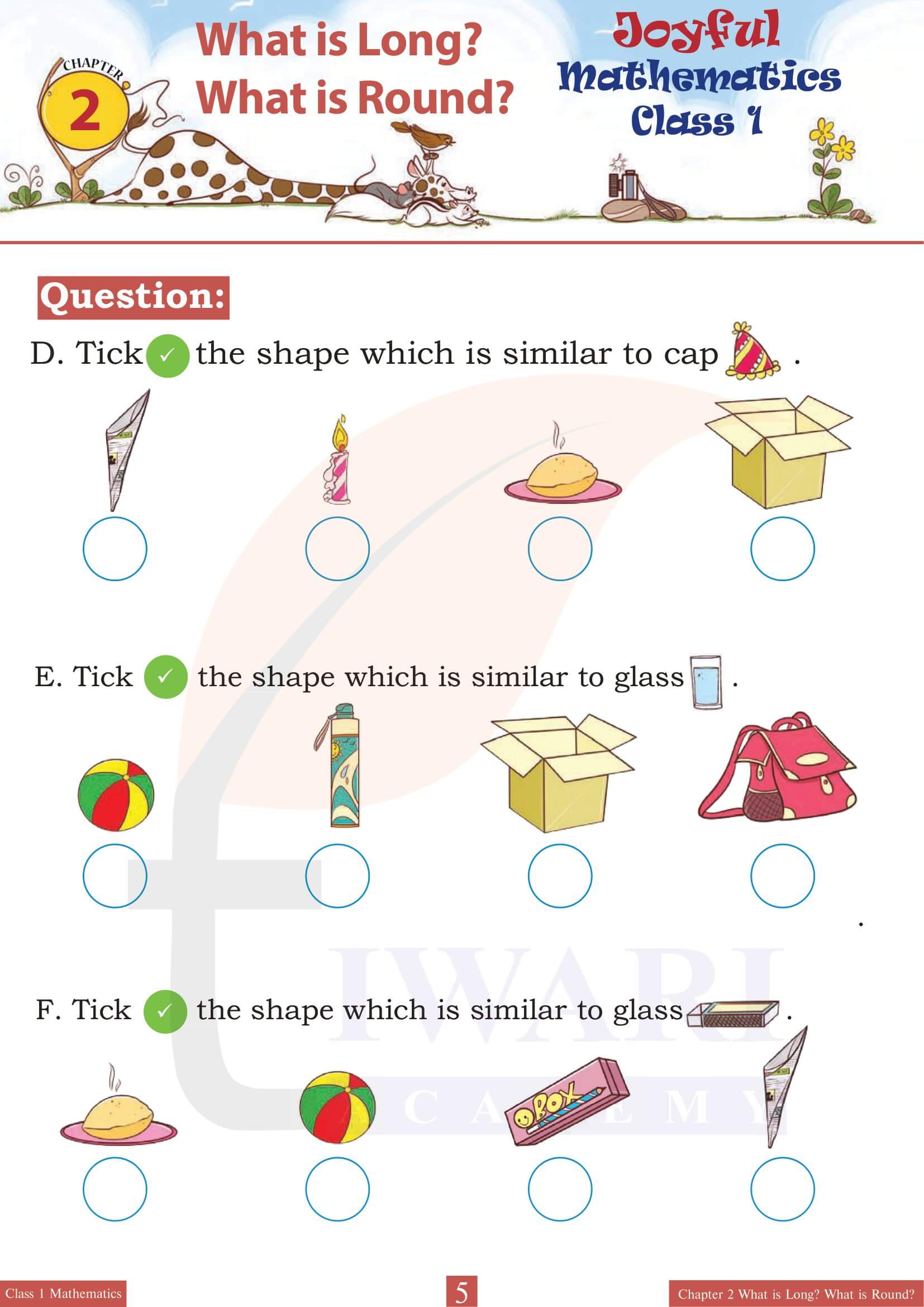 NCERT Solutions for Class 1 Maths Joyful Chapter 2