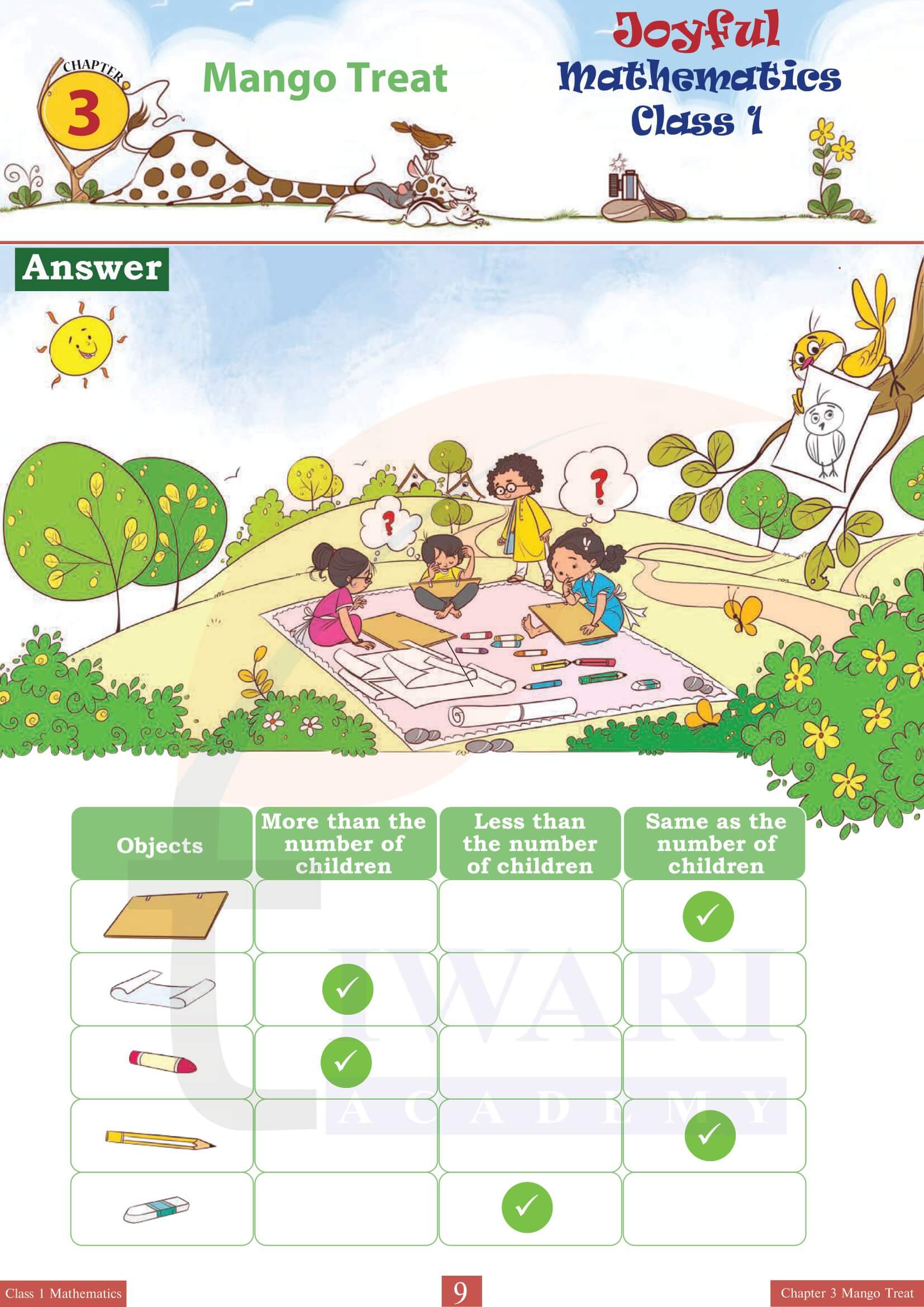 Class 1 Maths Joyful Chapter 3 in English Medium