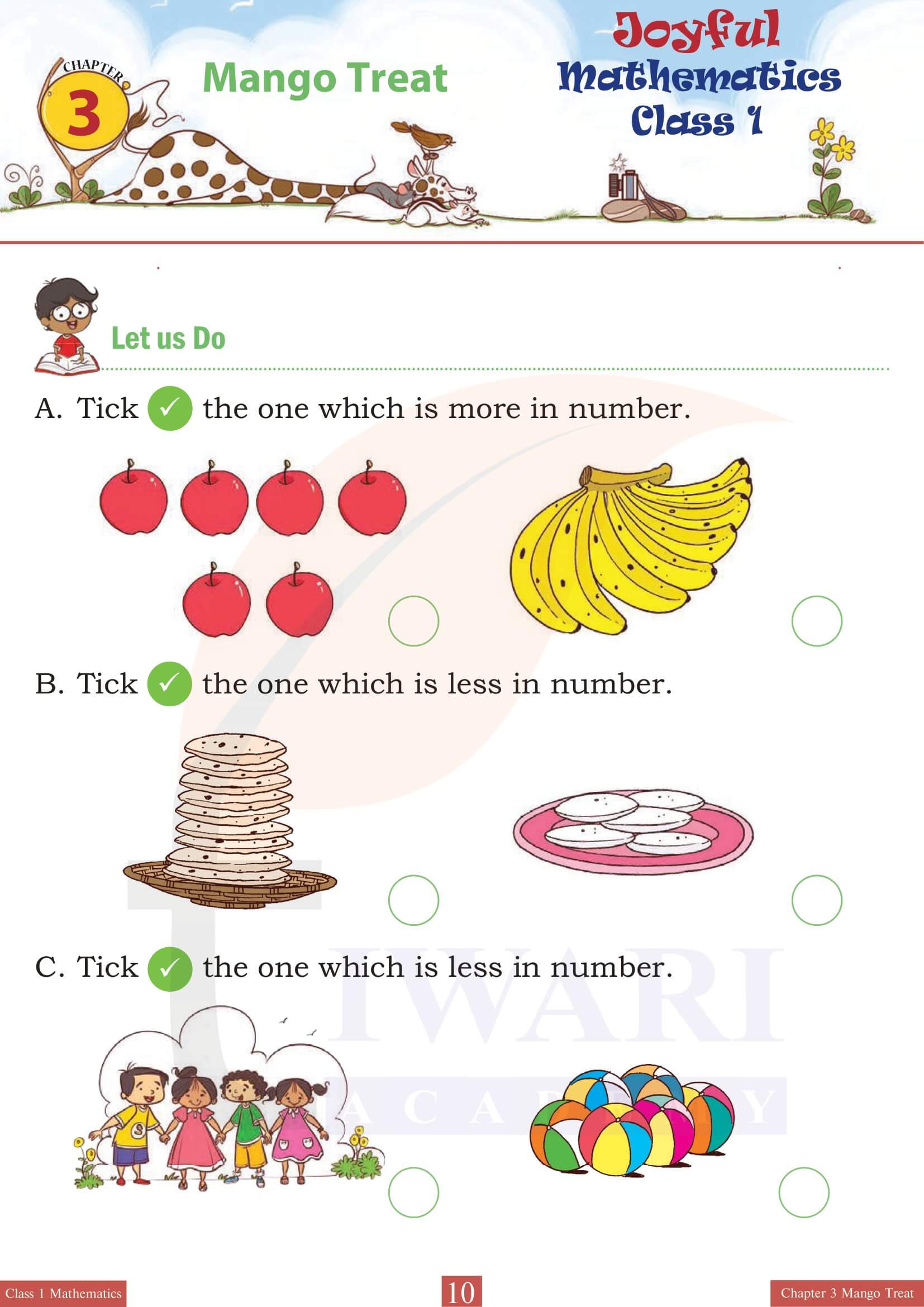 Class 1 Maths Joyful Chapter 3 Activity