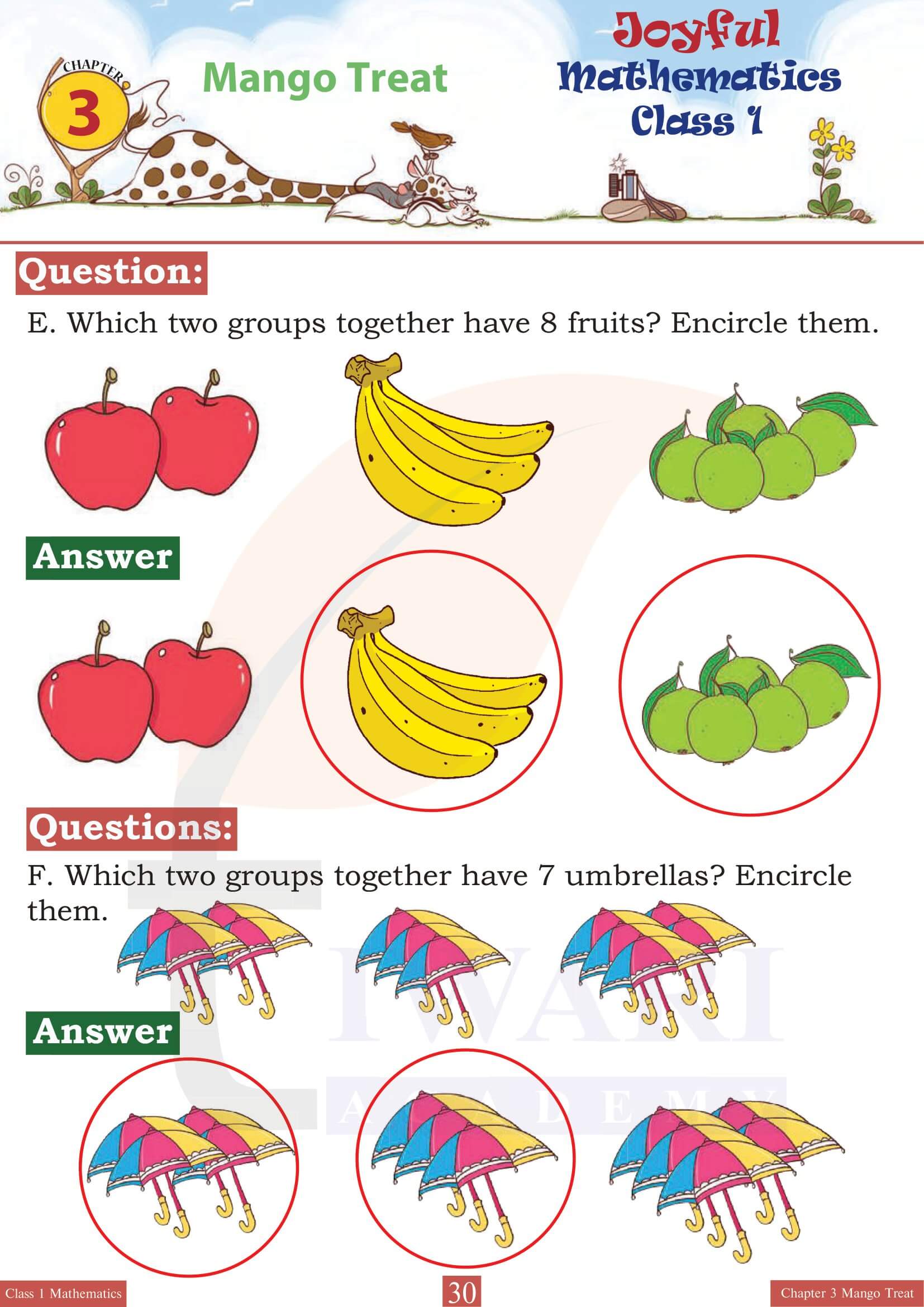 Class 1 Joyful Mathematics Chapter 3 NCERT Solutions