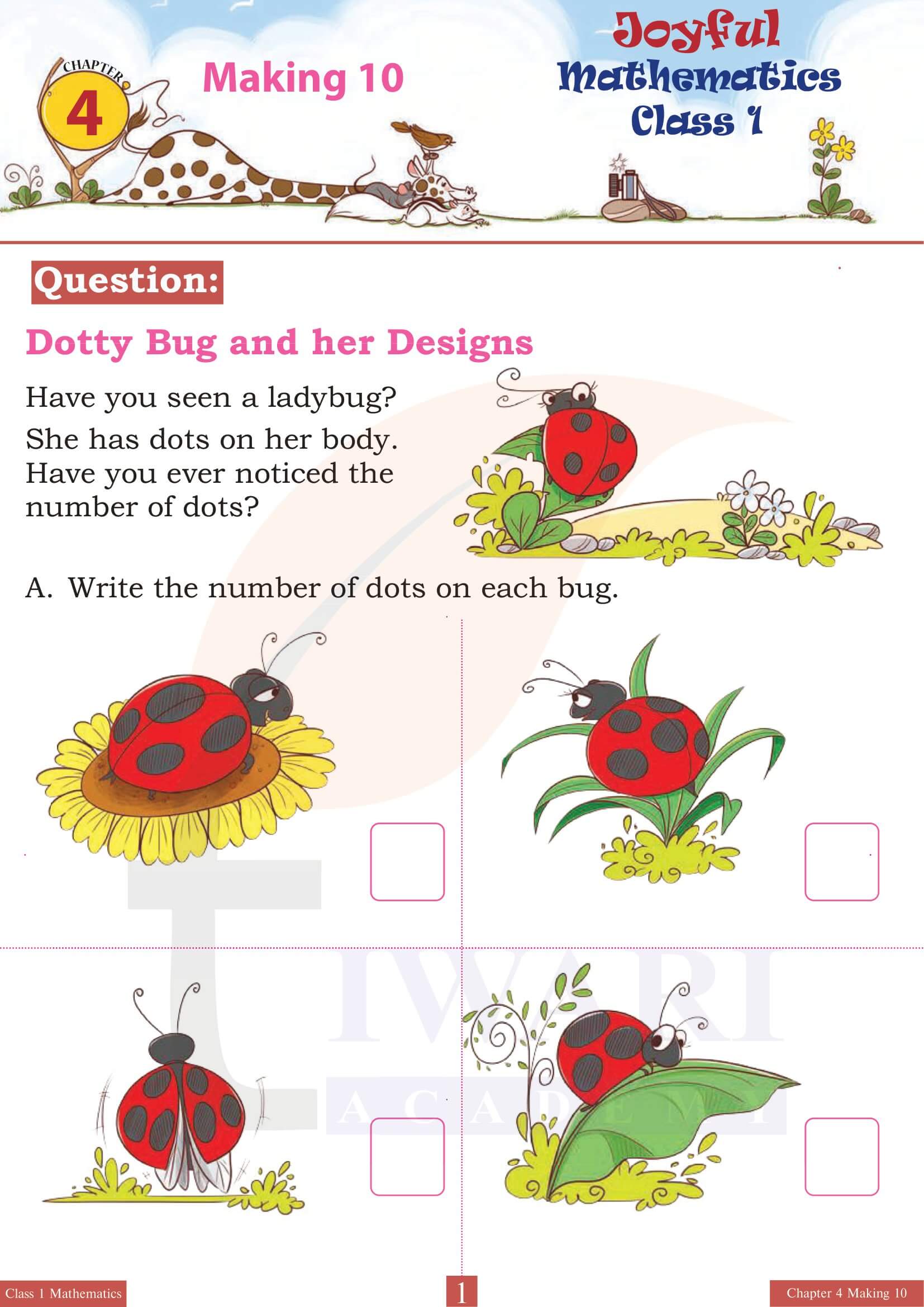 NCERT Solutions for Class 1 Maths Joyful Chapter 4