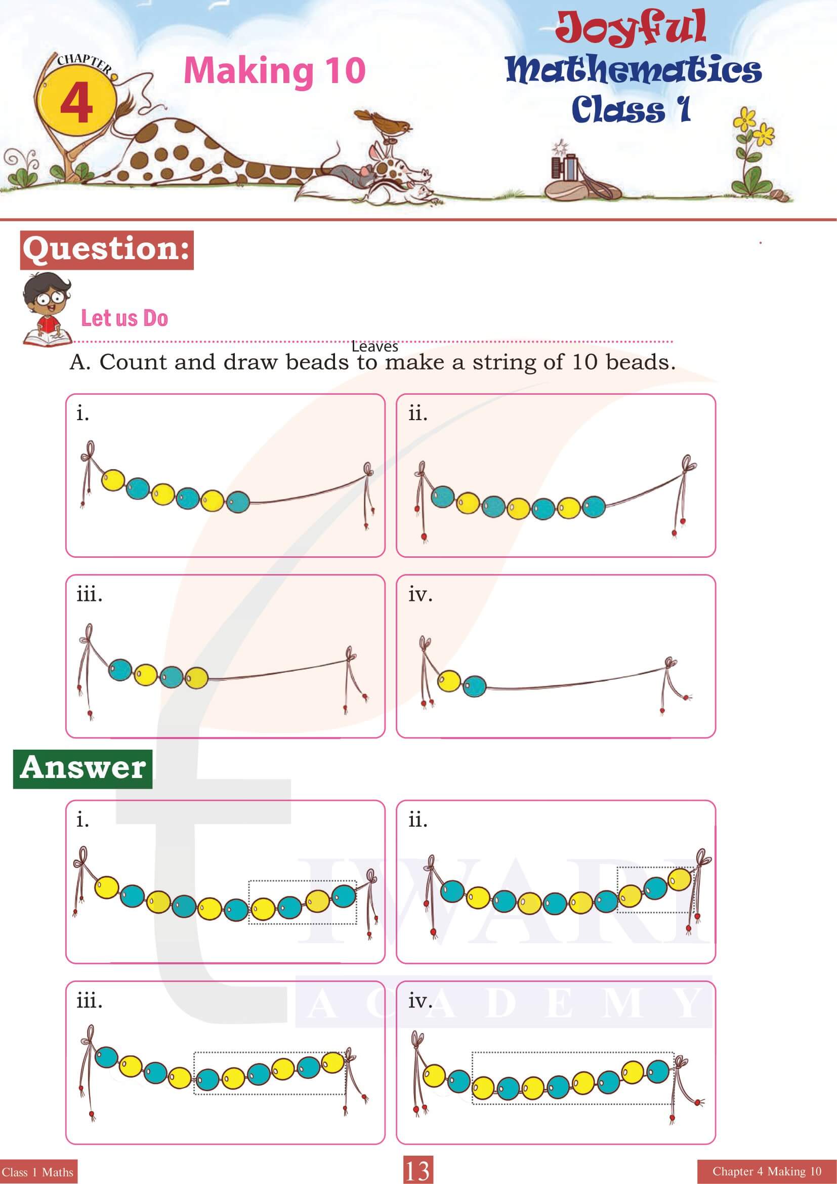 Class 1 Maths Joyful Chapter 4 English Medium guide