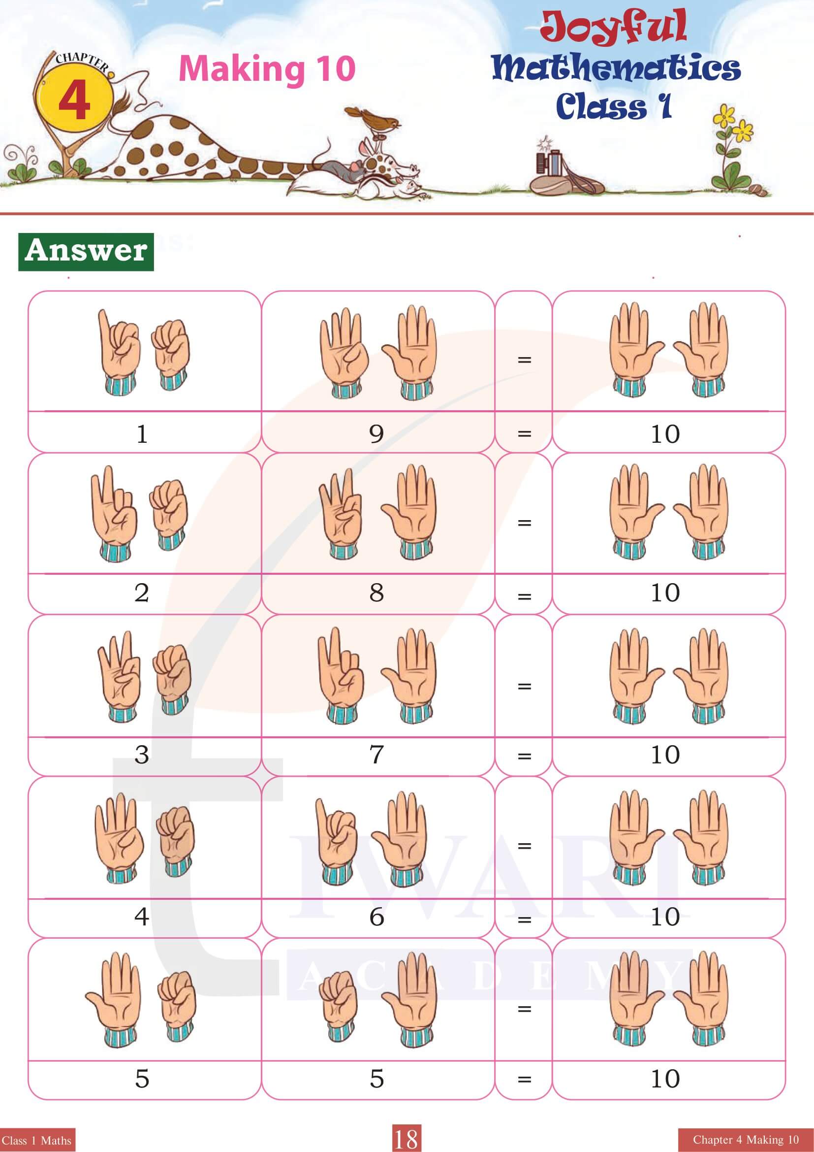 Class 1 Maths Joyful Chapter 4 answer in English