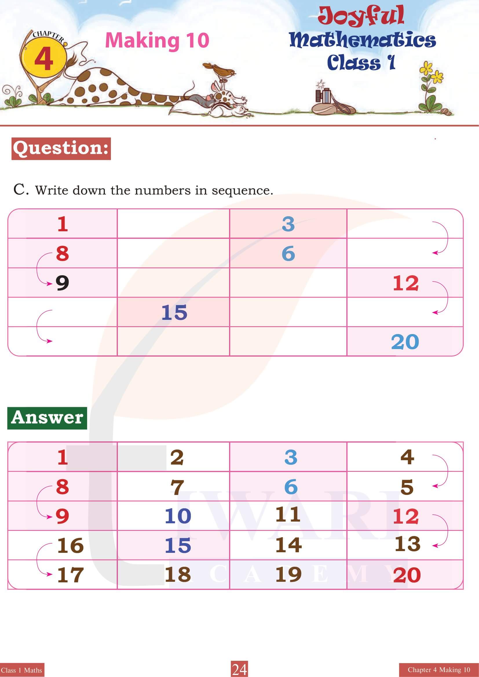 Class 1 Joyful Maths Chapter 4 free answers