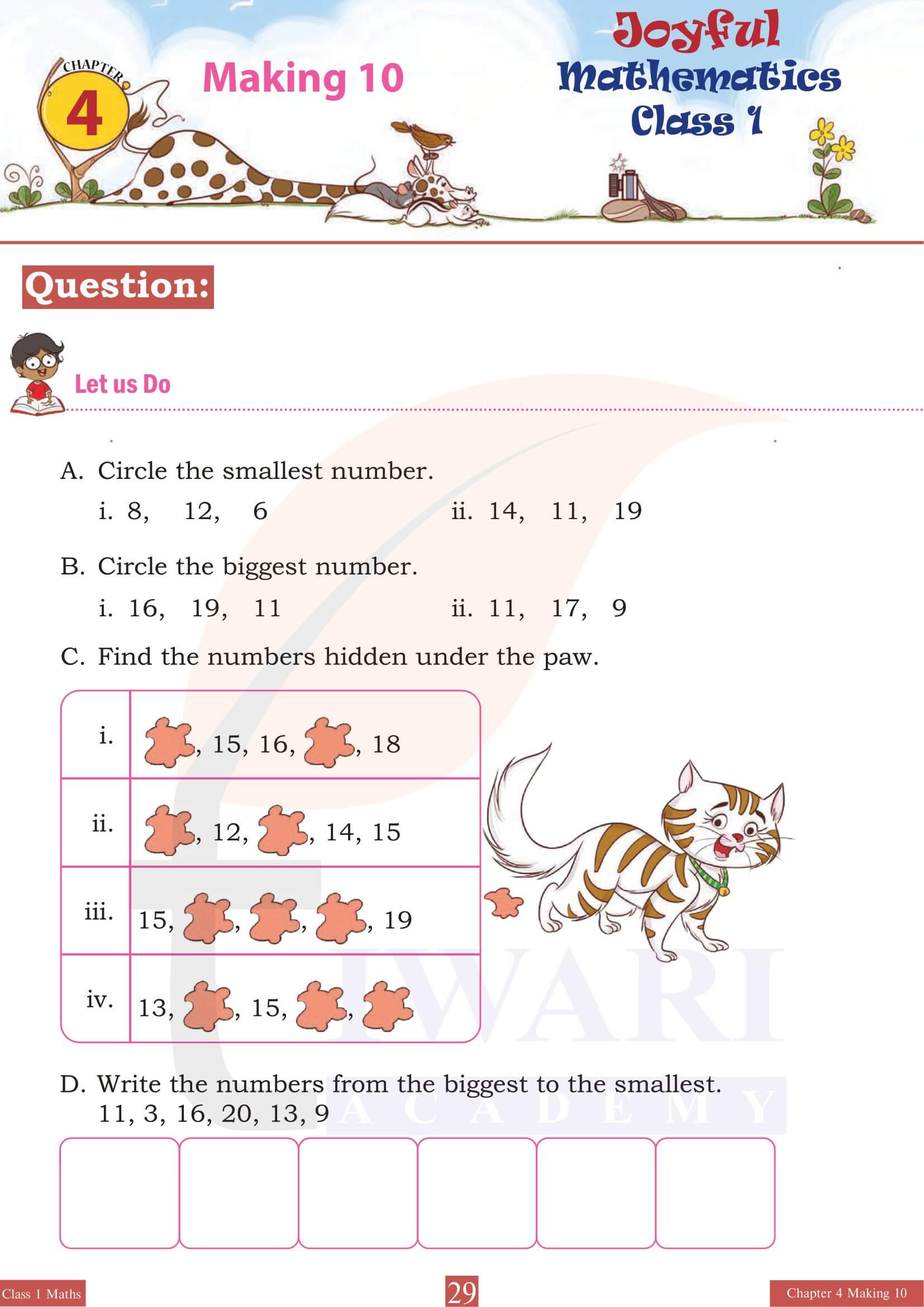 Class 1 Joyful Maths Chapter 4 worksheets