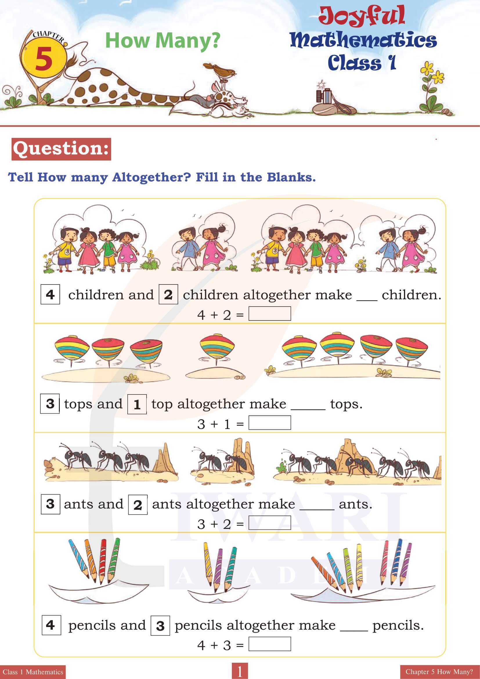 NCERT Solutions for Class 1 Maths Joyful Chapter 5