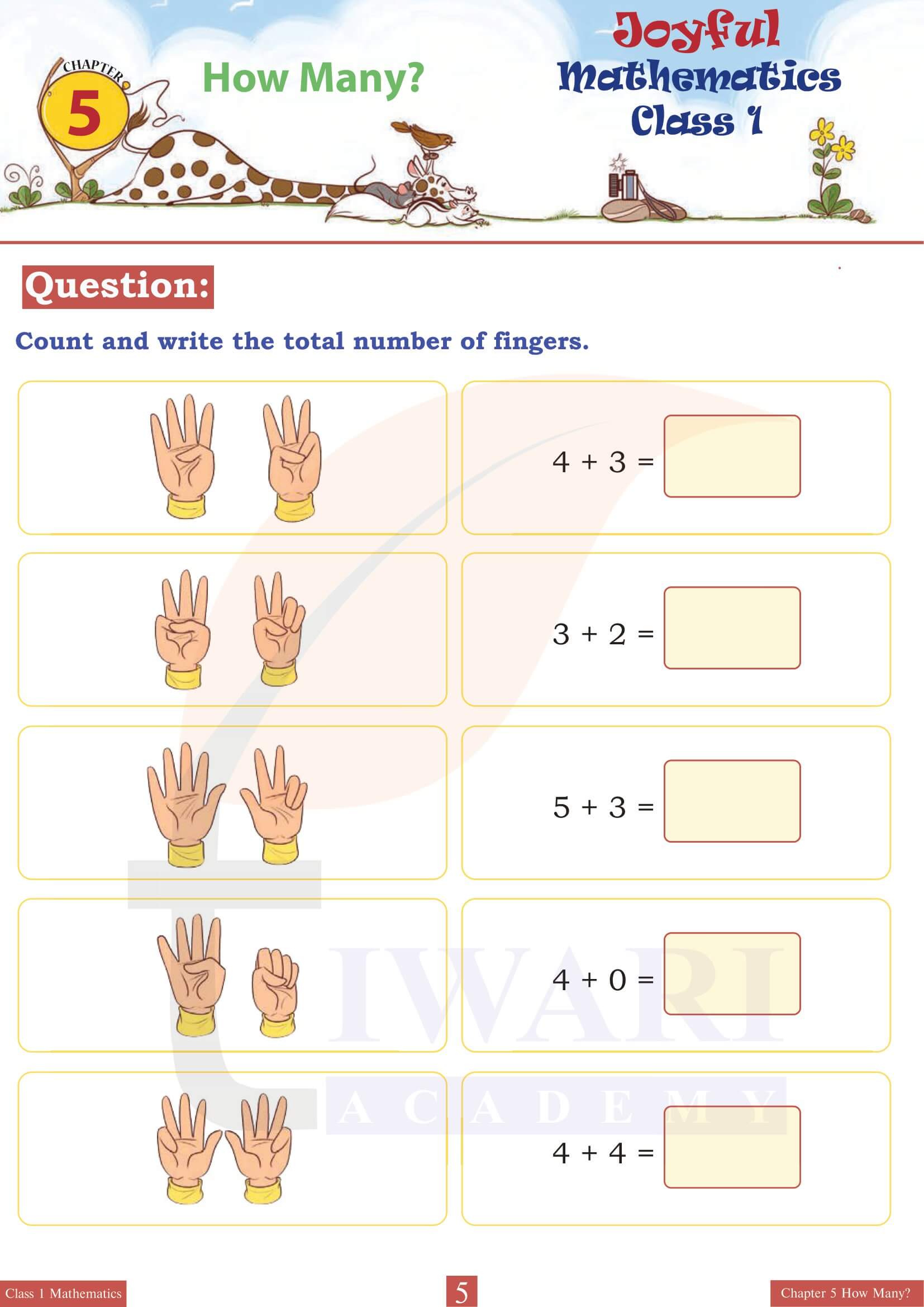 Class 1 Maths Joyful Chapter 5 Answers