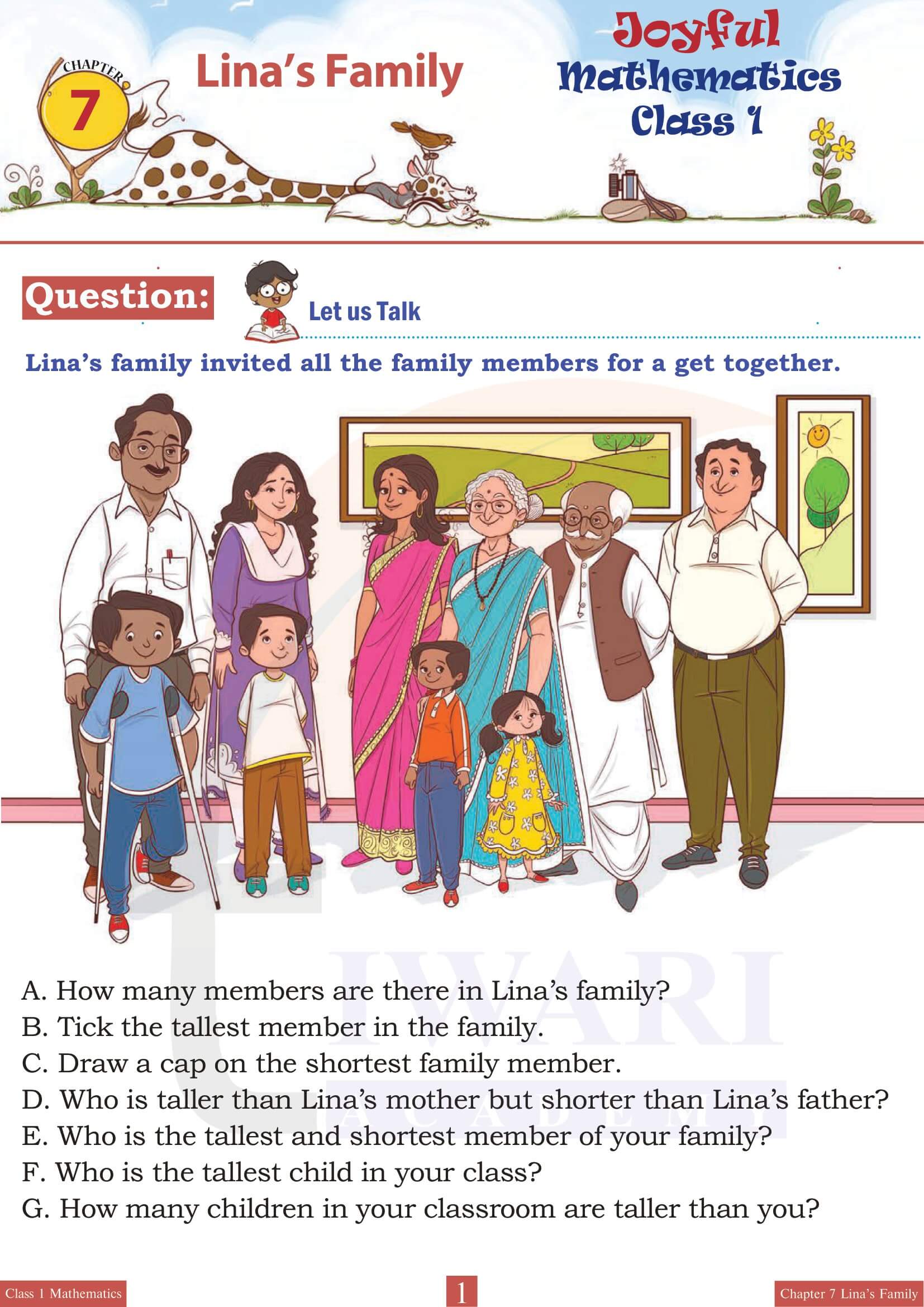 NCERT Solutions for Class 1 Maths Joyful Chapter 7