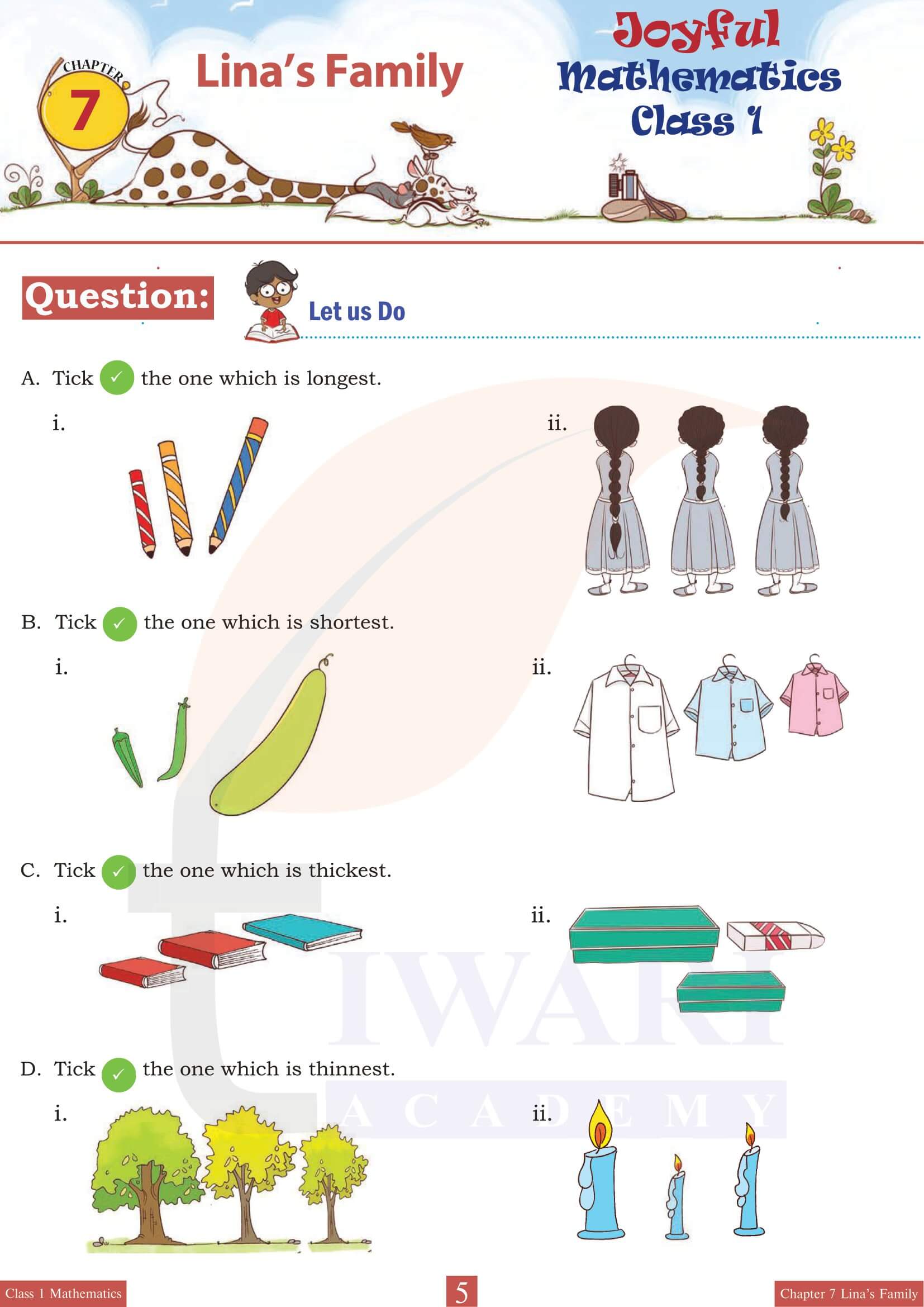 Class 1 Maths Joyful Chapter 7 Solutions