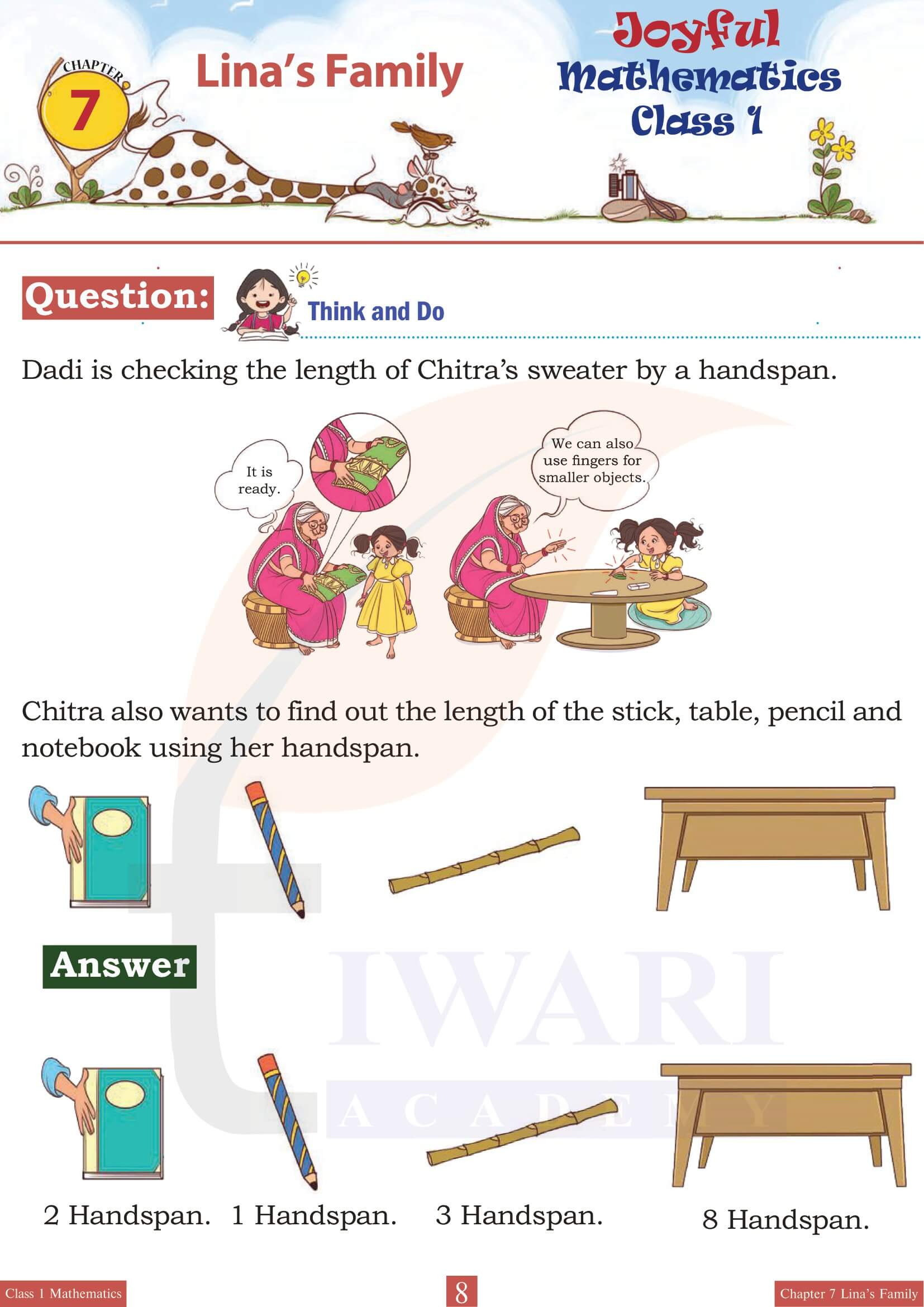 Class 1 Maths Joyful Chapter 7 in English Medium