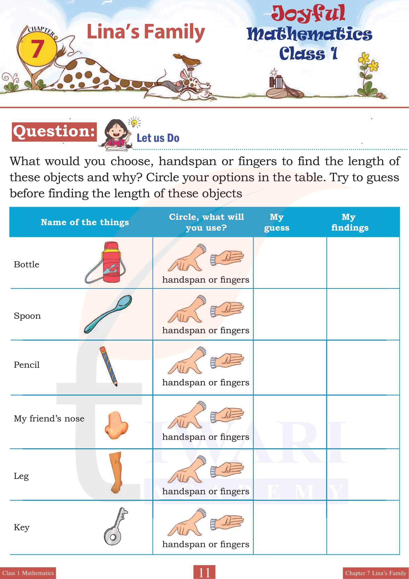 Class 1 Maths Joyful Chapter 7 NCERT Answers