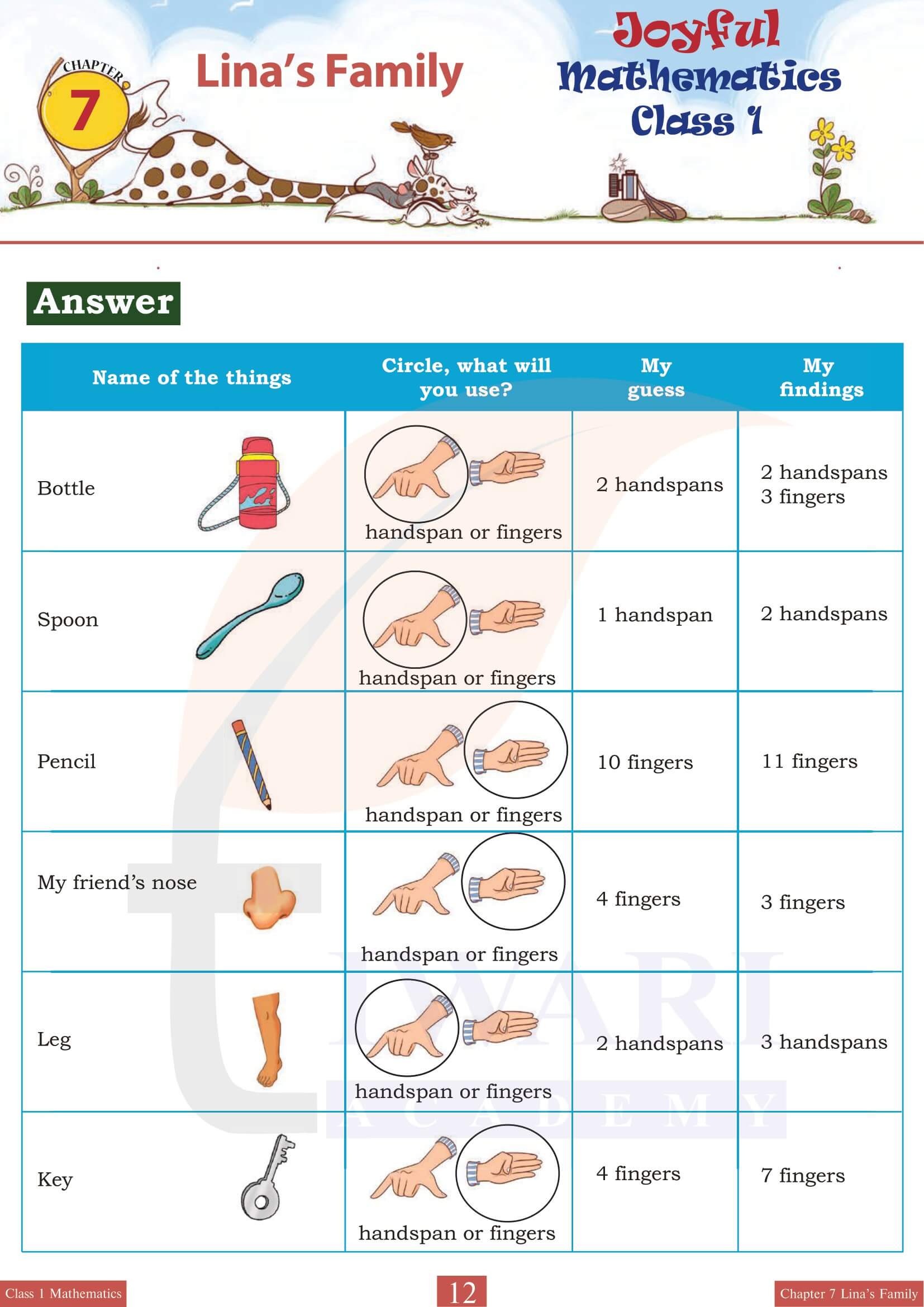 Class 1 Maths Joyful Chapter 7 NCERT Solutions