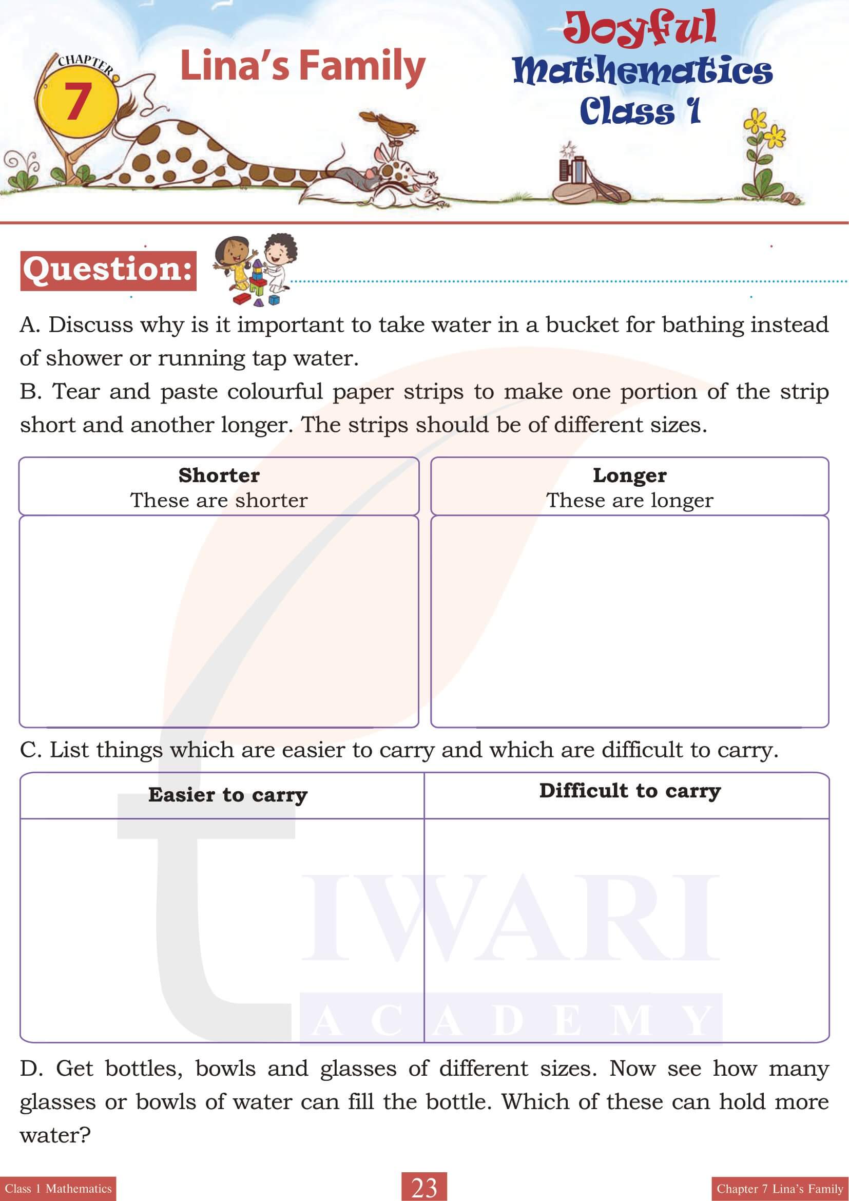 Class 1 Joyful Maths Chapter 7 Ques ans