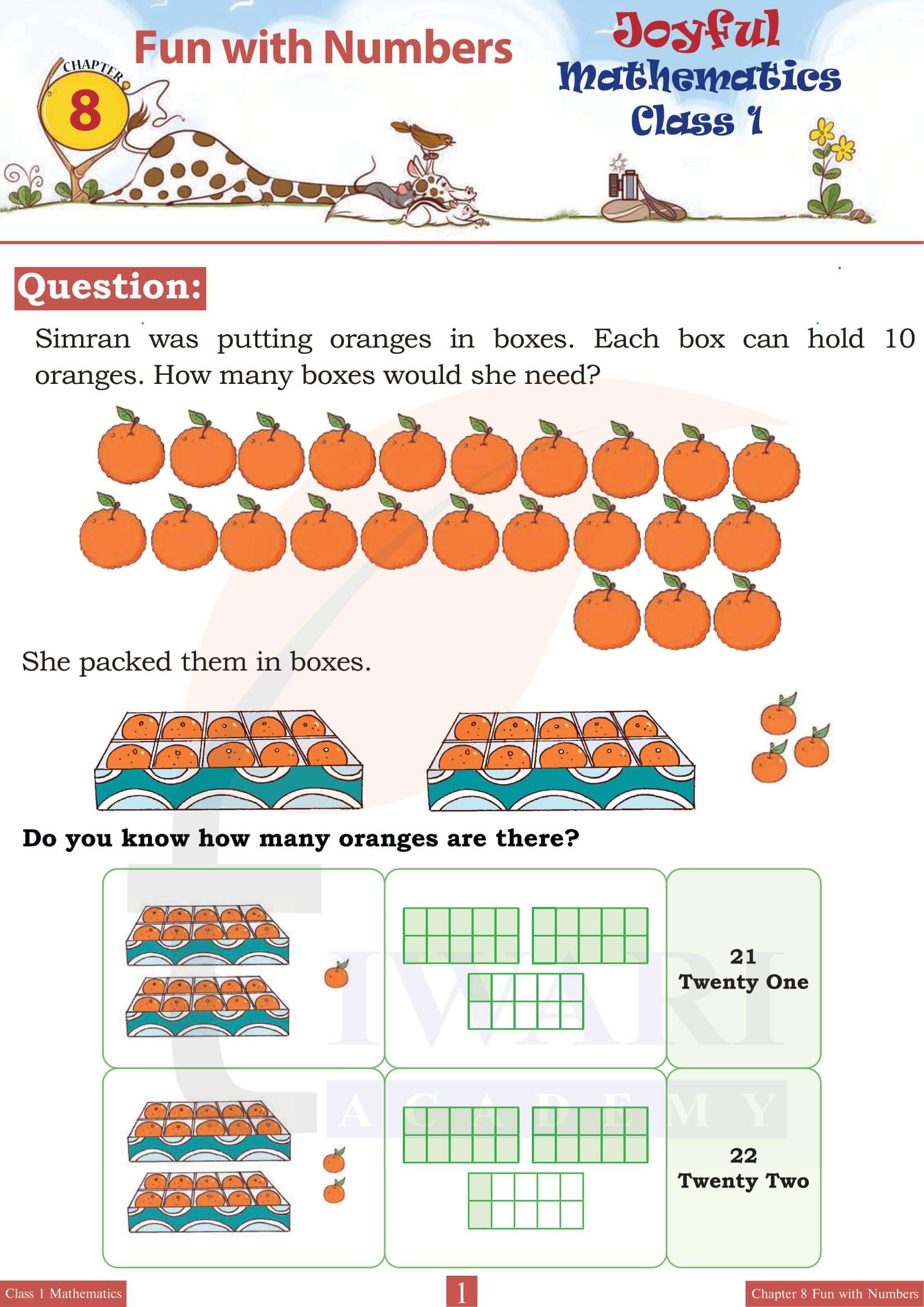 NCERT Solutions for Class 1 Maths Joyful Chapter 8