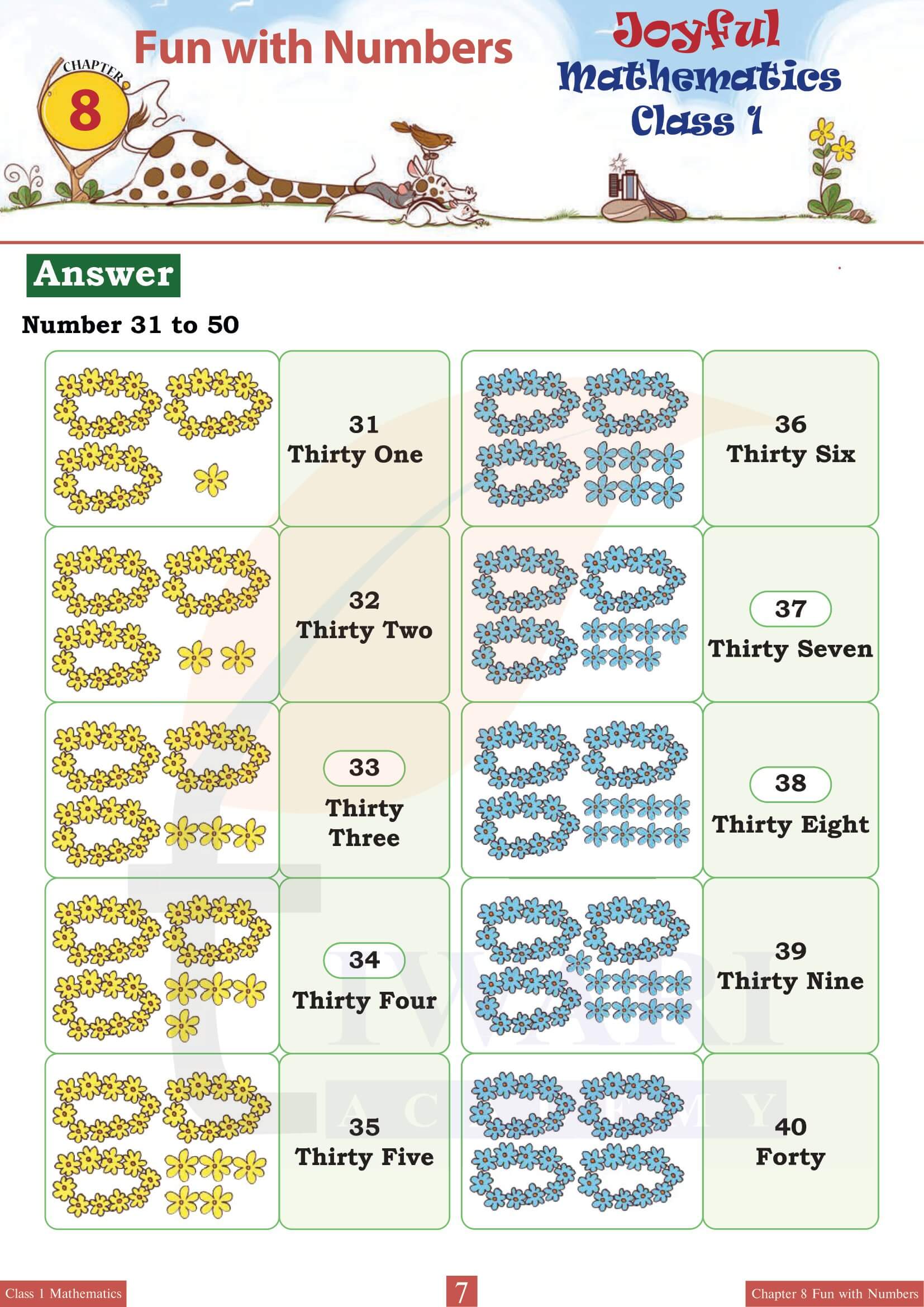 Class 1 Maths Joyful Chapter 8 in English Medium