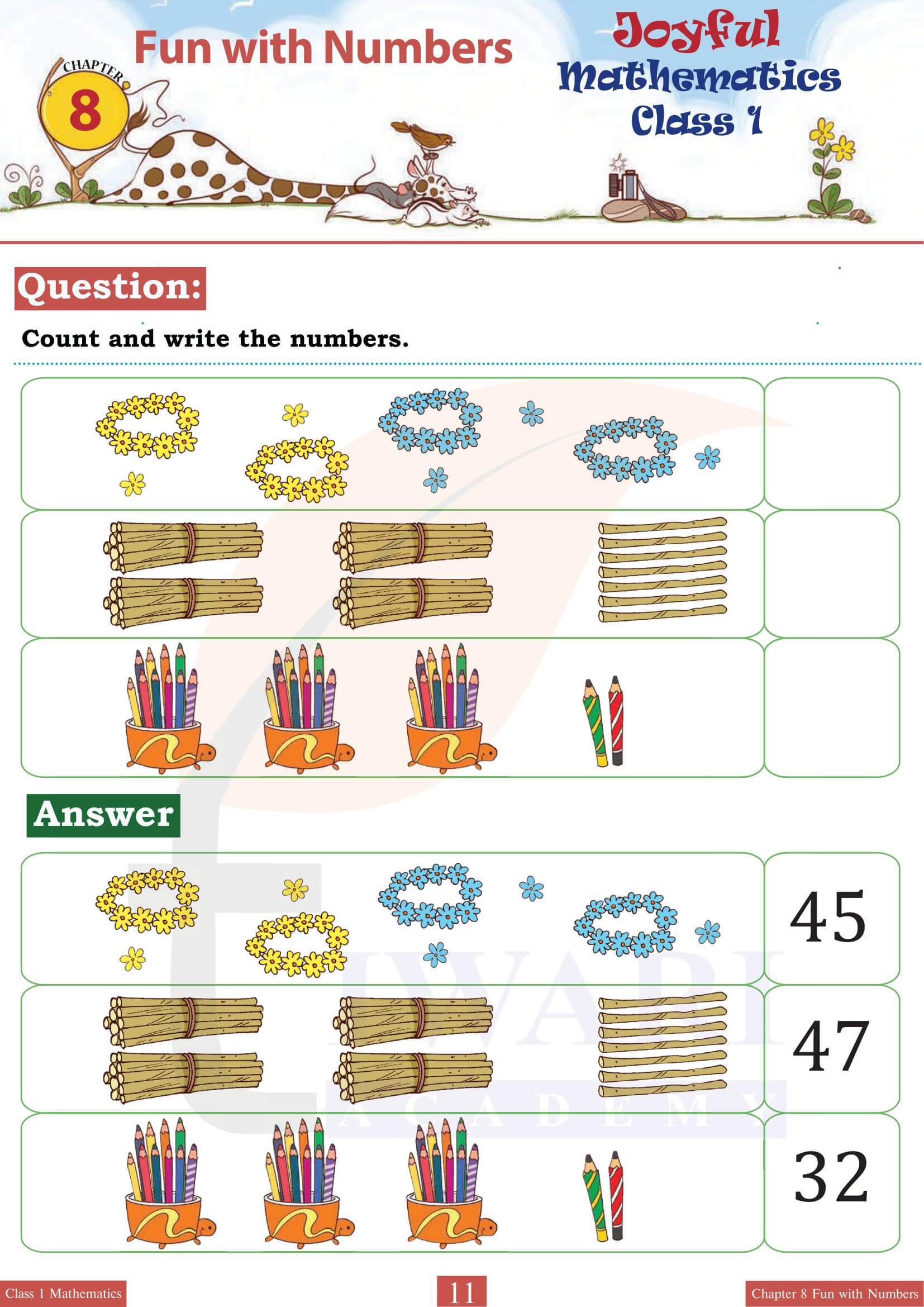 Class 1 Maths Joyful Chapter 8 Worksheets