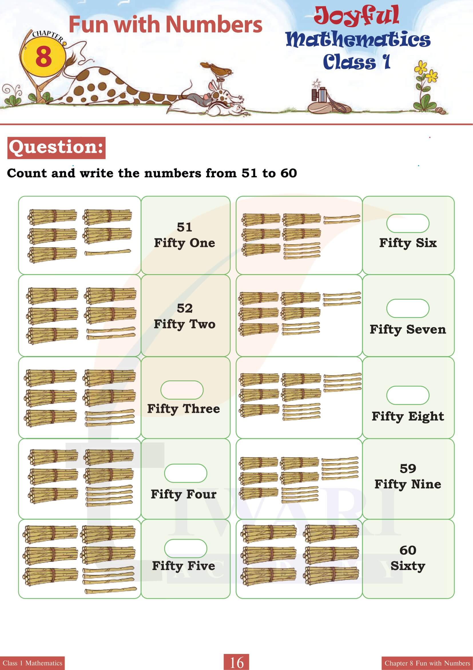 Class 1 Maths Joyful Chapter 8 Sols