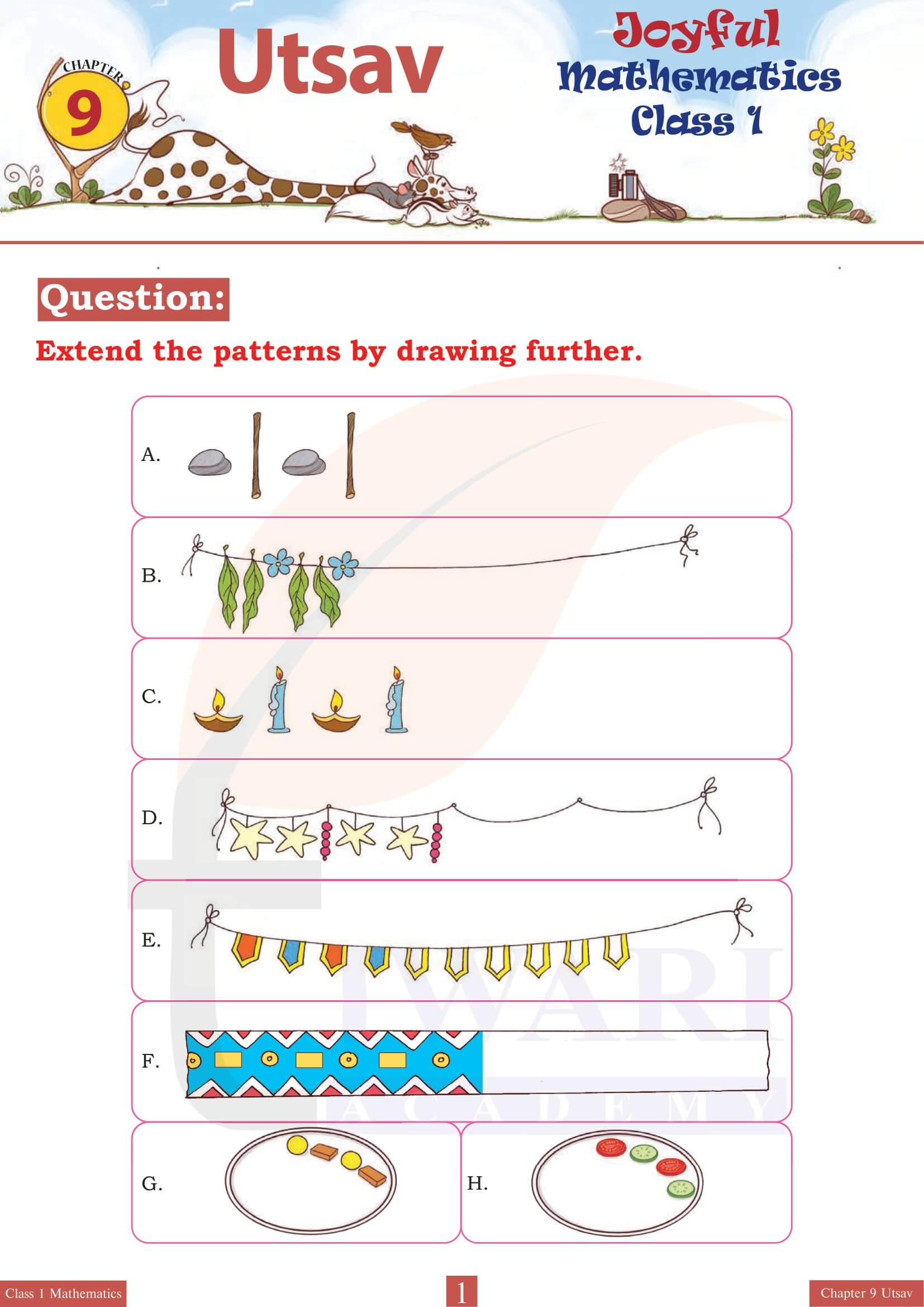 NCERT Solutions for Class 1 Maths Joyful Chapter 9