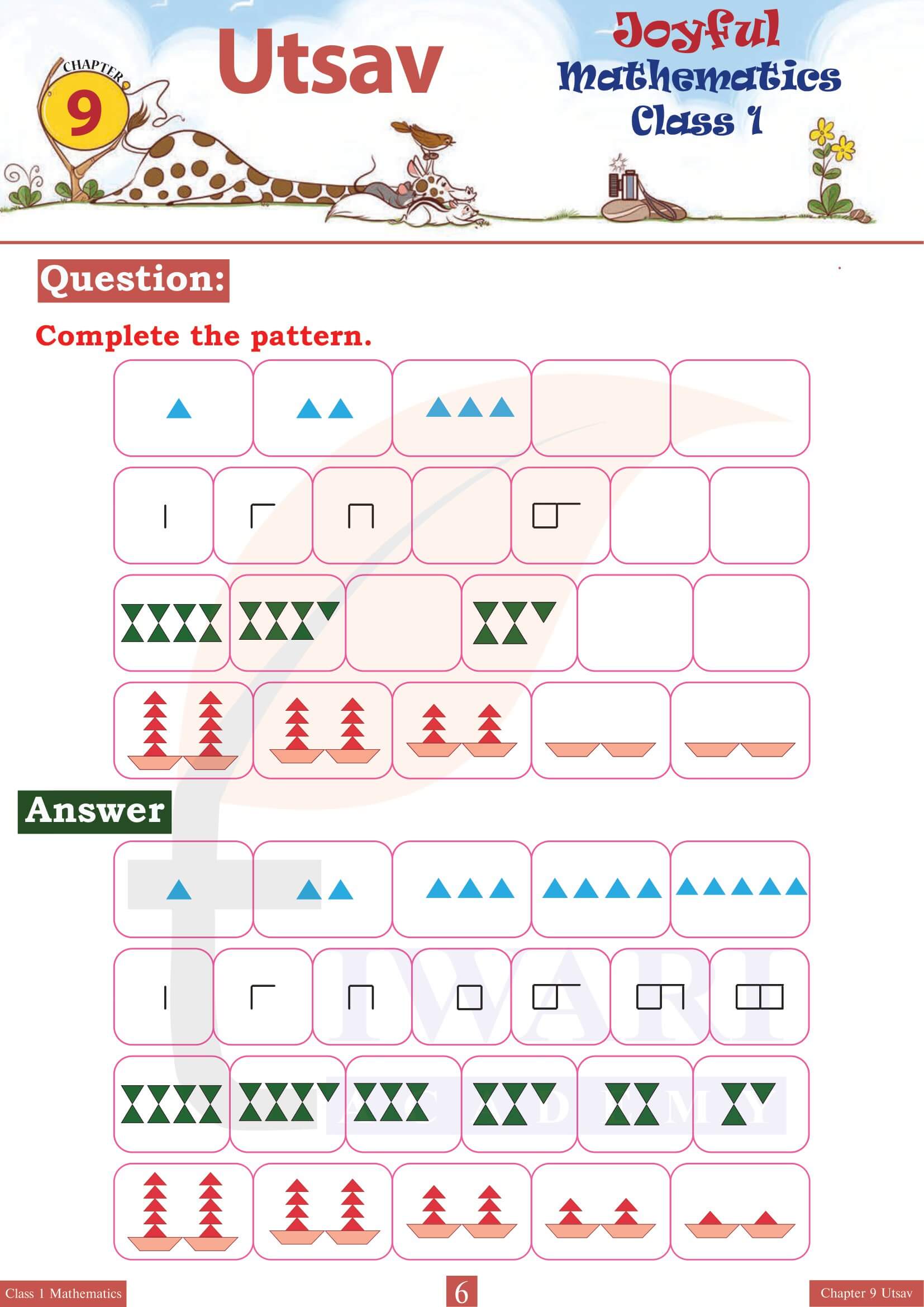 Class 1 Maths Joyful Chapter 9 in English Medium