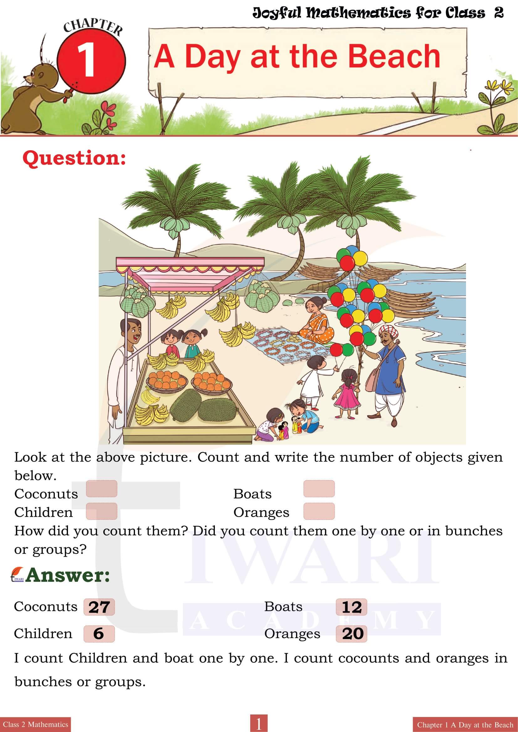 NCERT Solutions for Class 2 Maths Chapter 1 A Day at the Beach