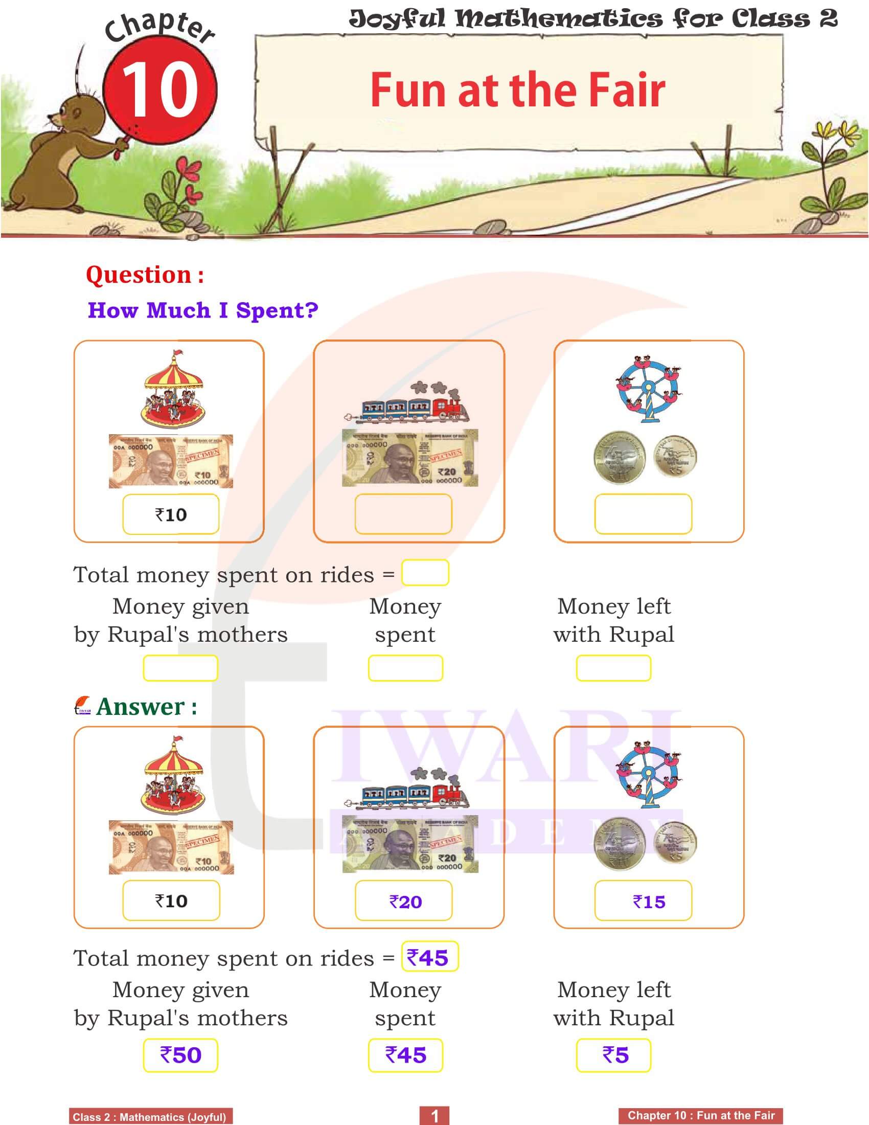 NCERT Solutions for Class 2 Joyful Maths Chapter 10 Fun at the Fair