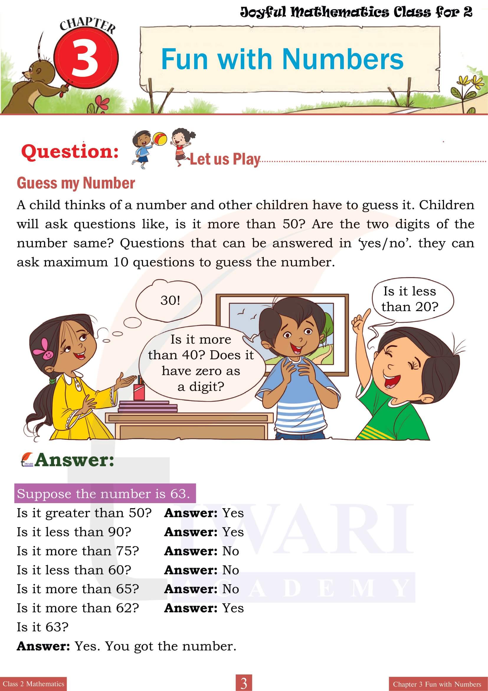 NCERT Solutions for Class 2 Joyful Maths Chapter 3 in English Medium