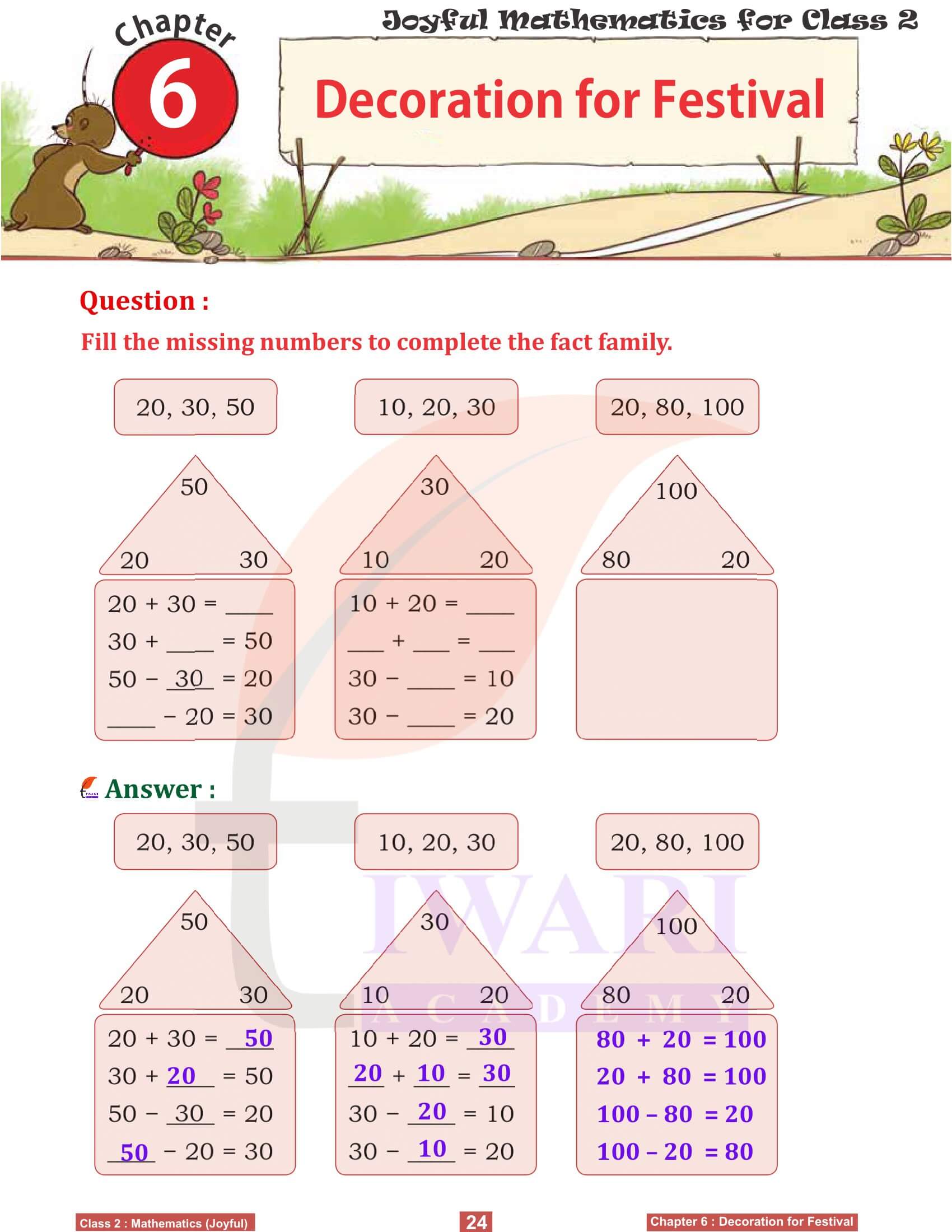 Class 2 Joyful Maths Chapter 6 Exercises answers