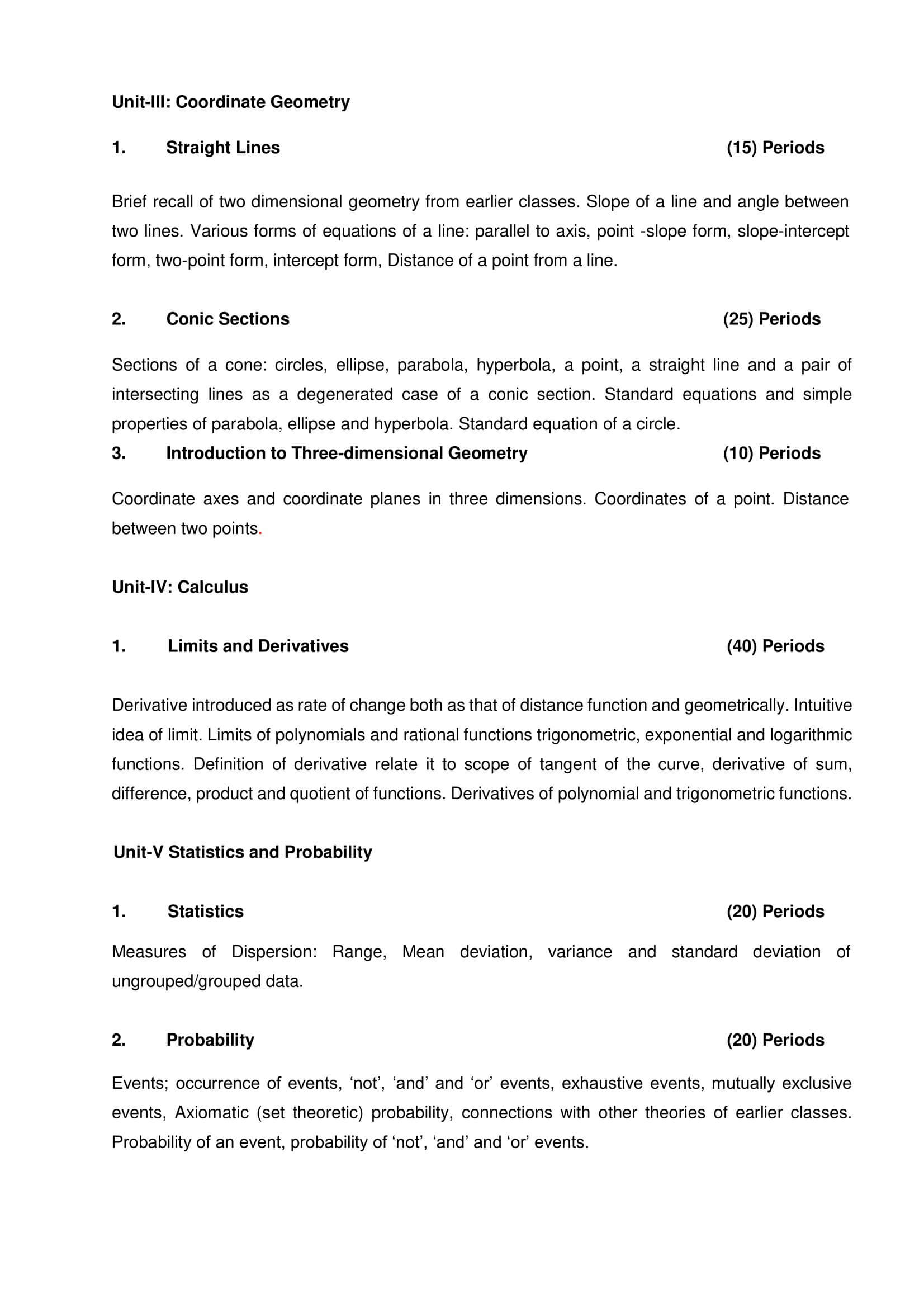 CBSE Curriculum 2024-25 for Class 11 Maths