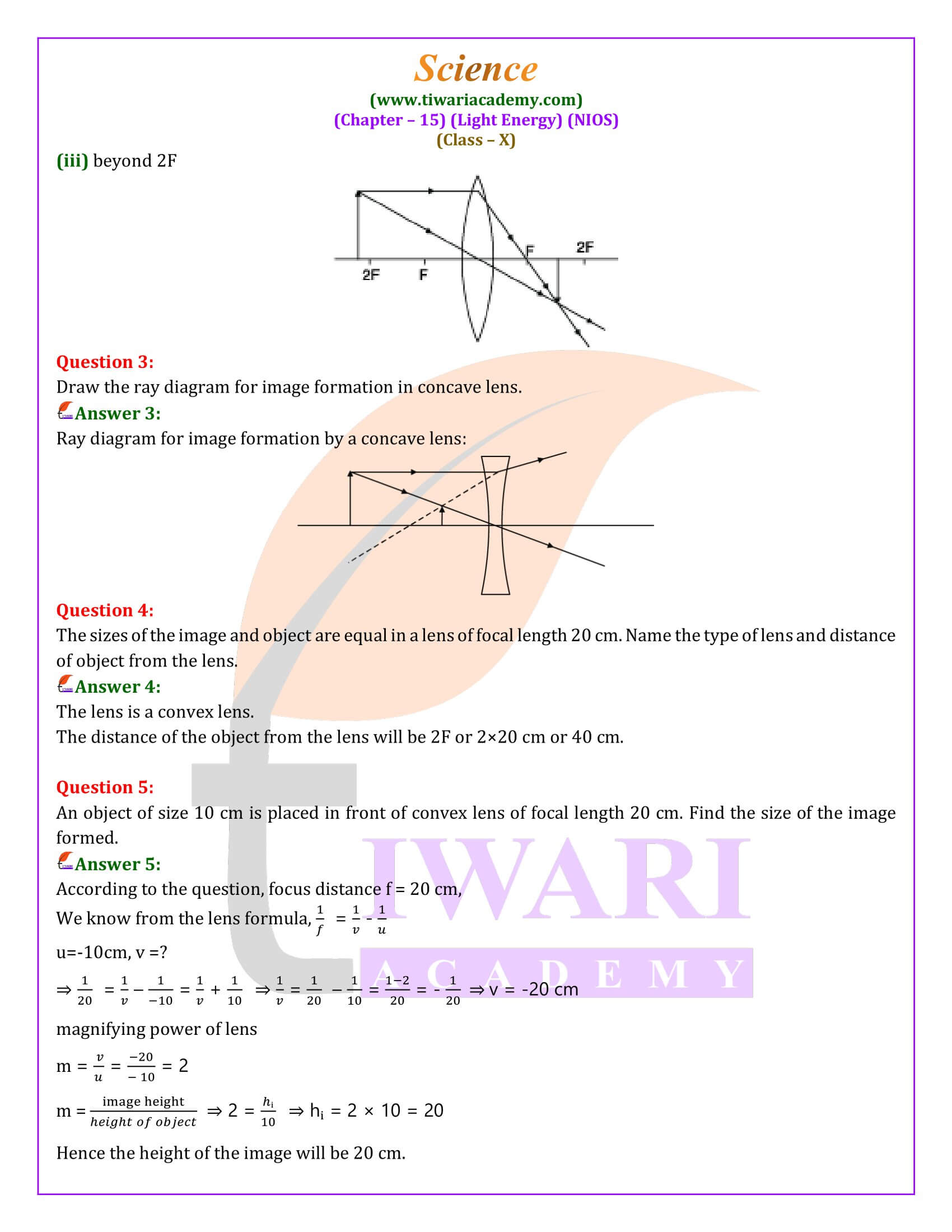 NIOS Class 10 Science Chapter 15 Answers