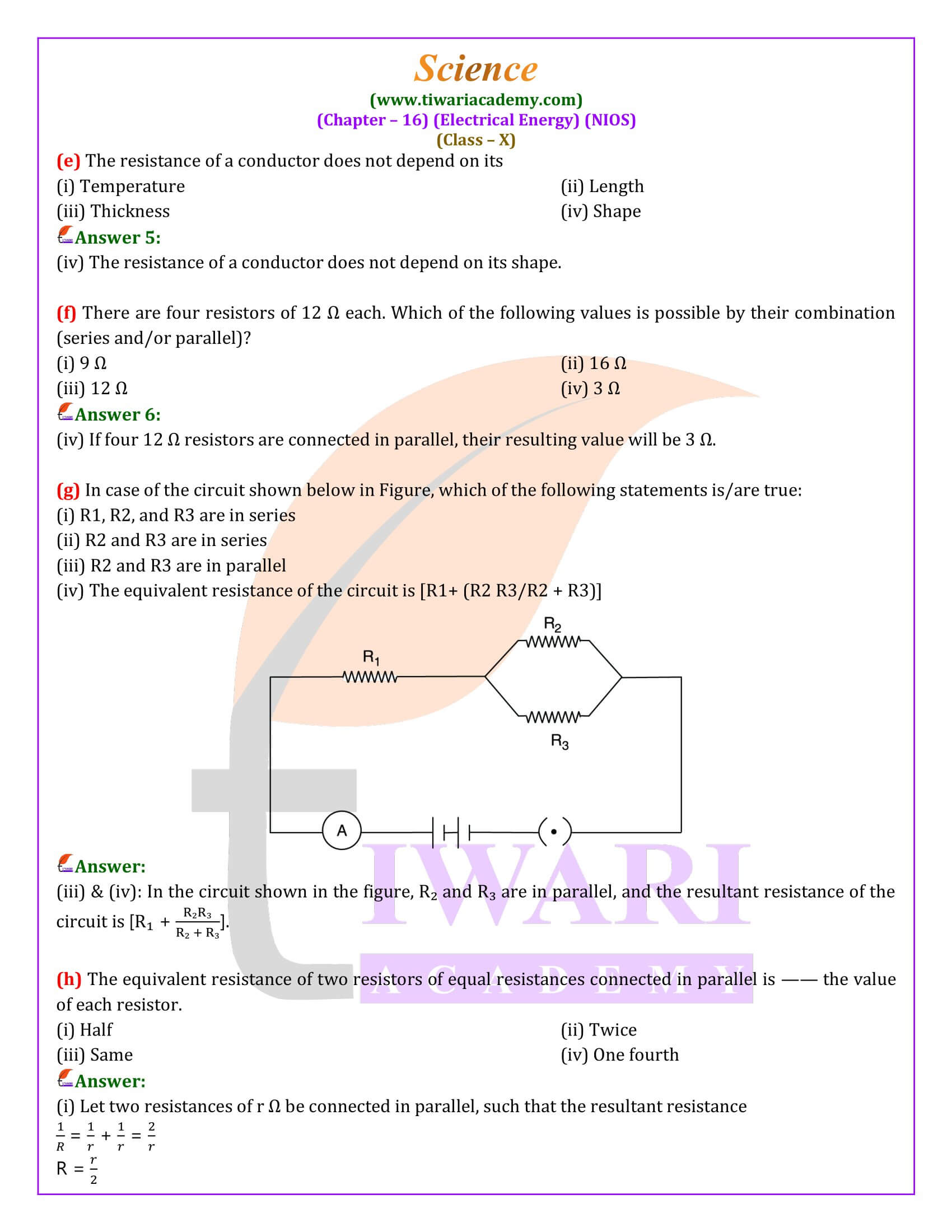 NIOS Class 10 Science Chapter 16 Solutios