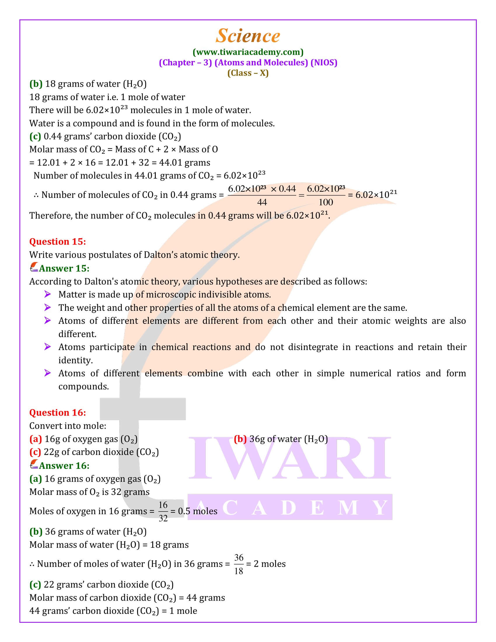 NIOS Class 10 Science Chapter 3 Intext Questions