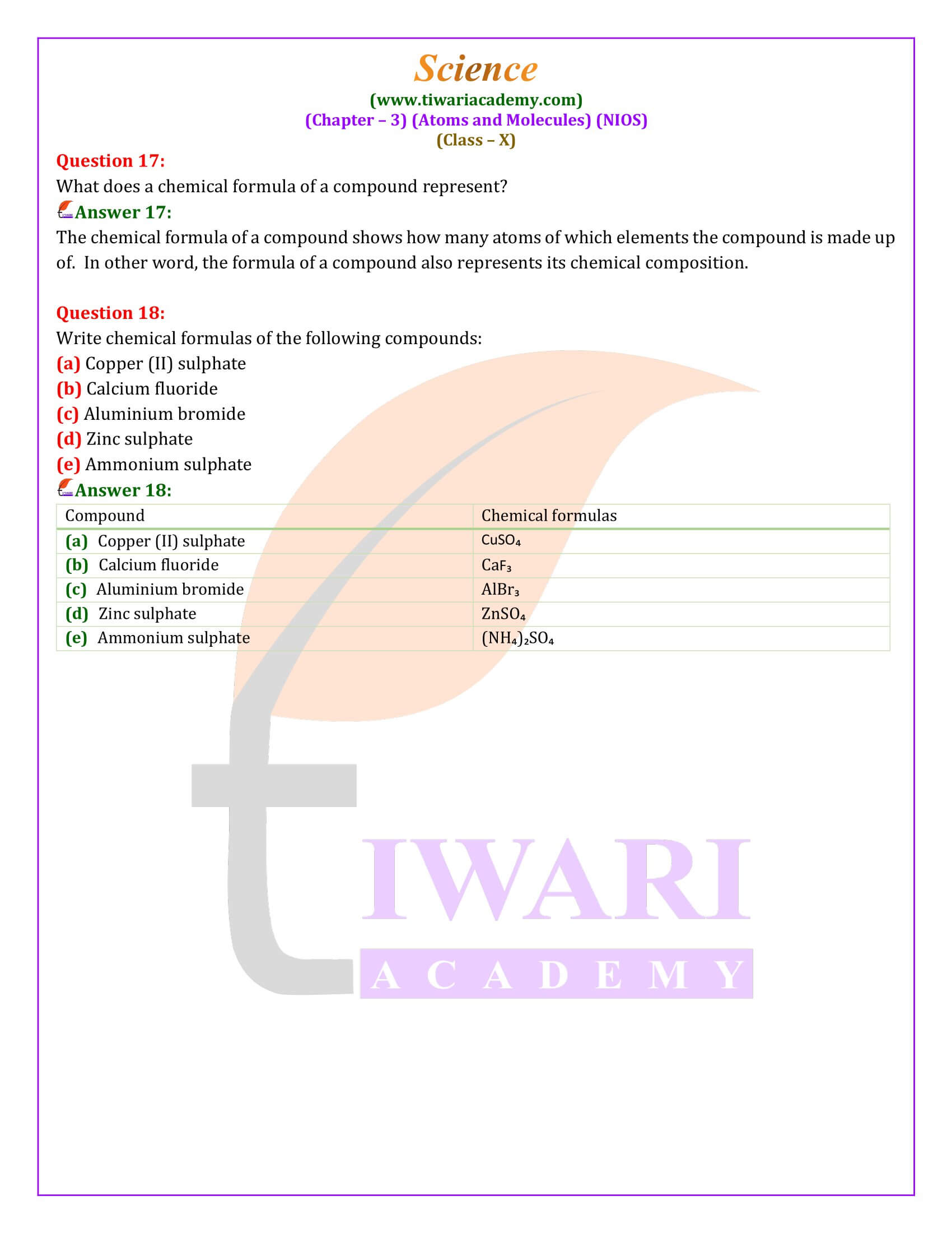 NIOS Class 10 Science Chapter 3