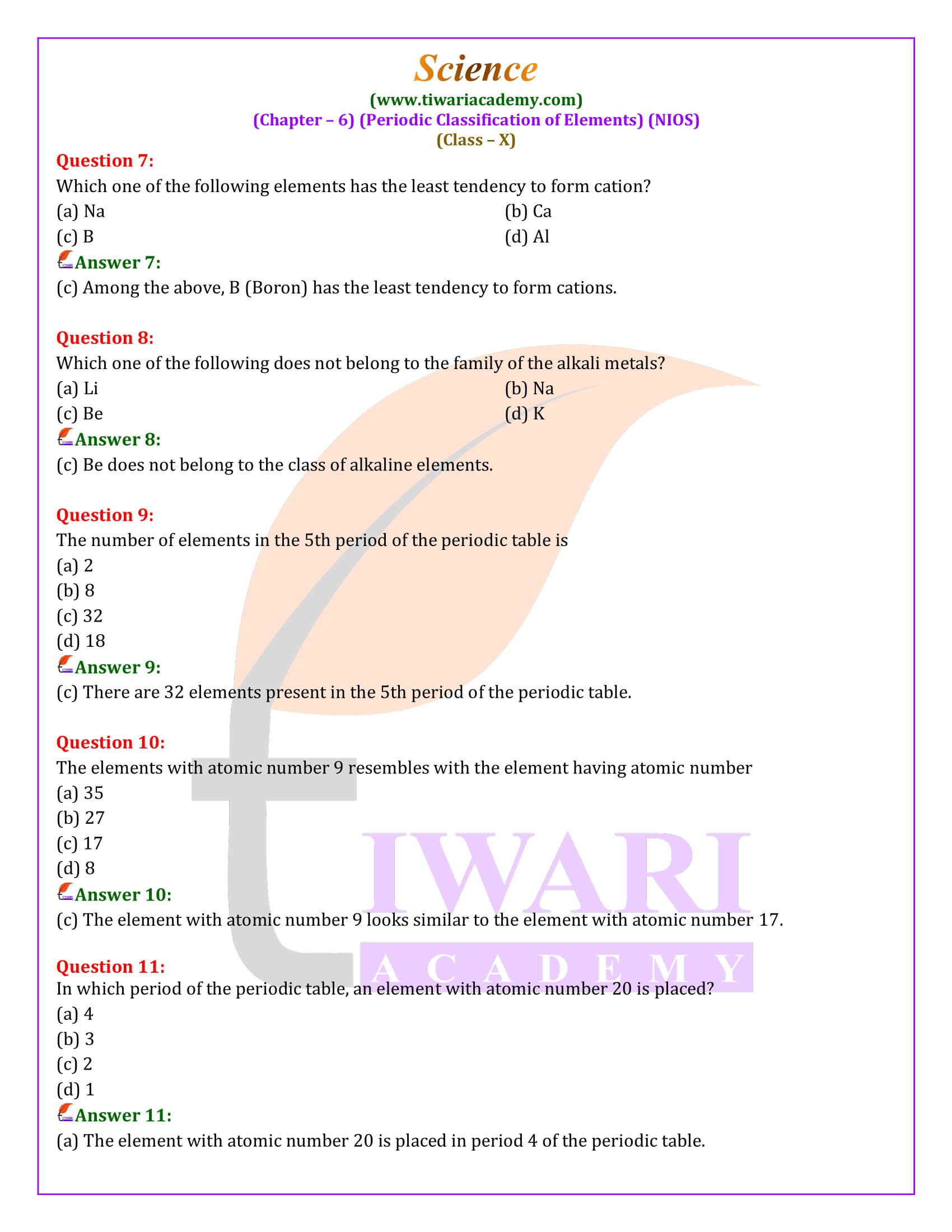 NIOS Class 10 Science Chapter 6