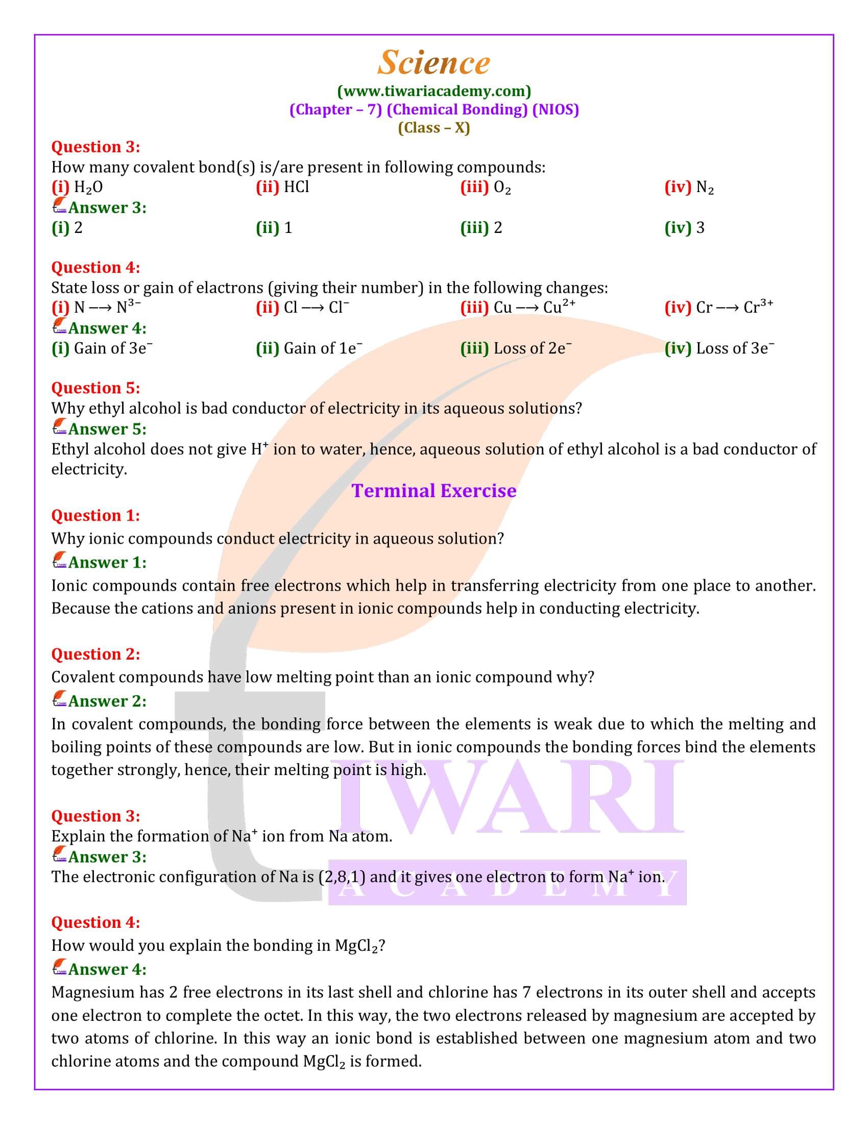 NIOS Class 10 Science Chapter 7 Question Answers