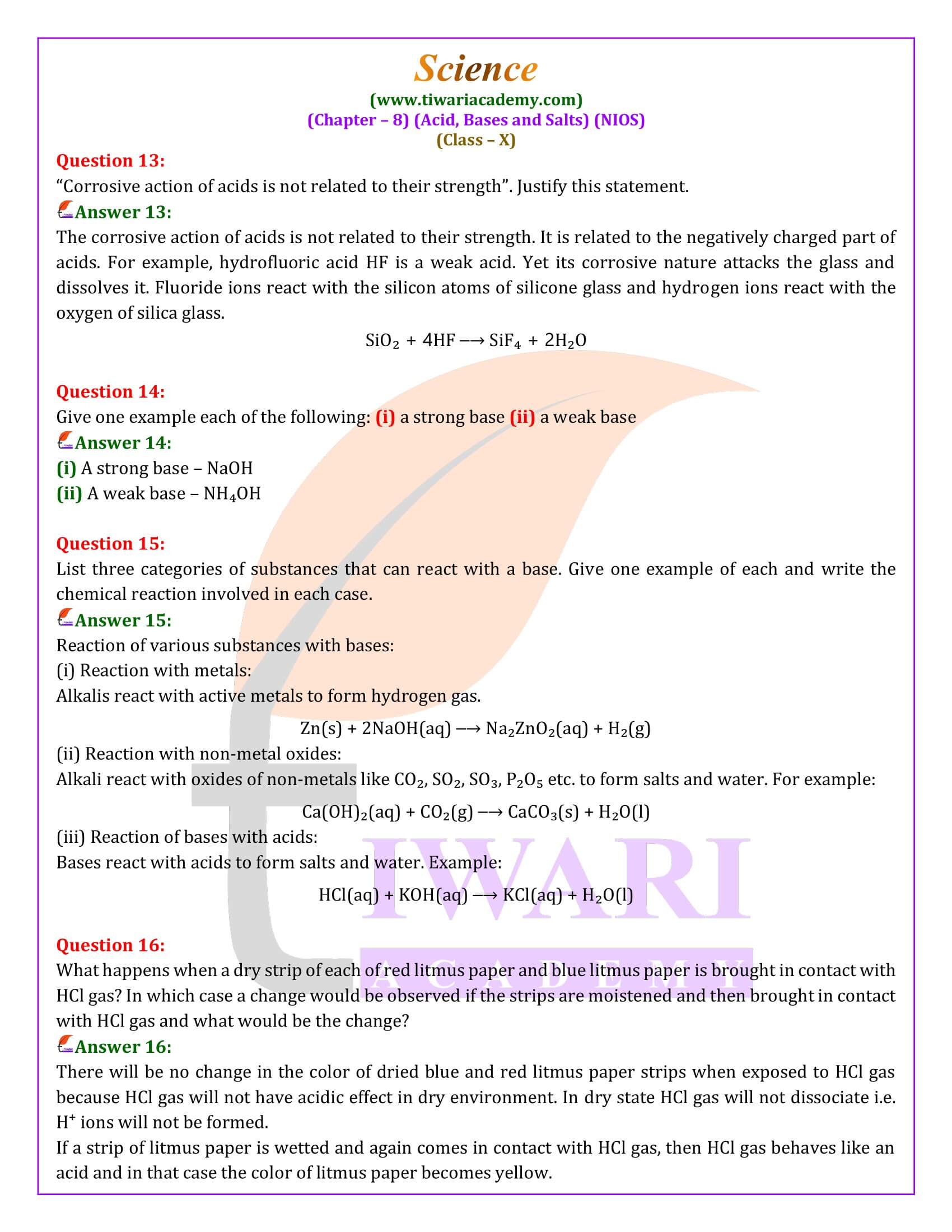 NIOS Class 10 Science Chapter 8 all Question Answers