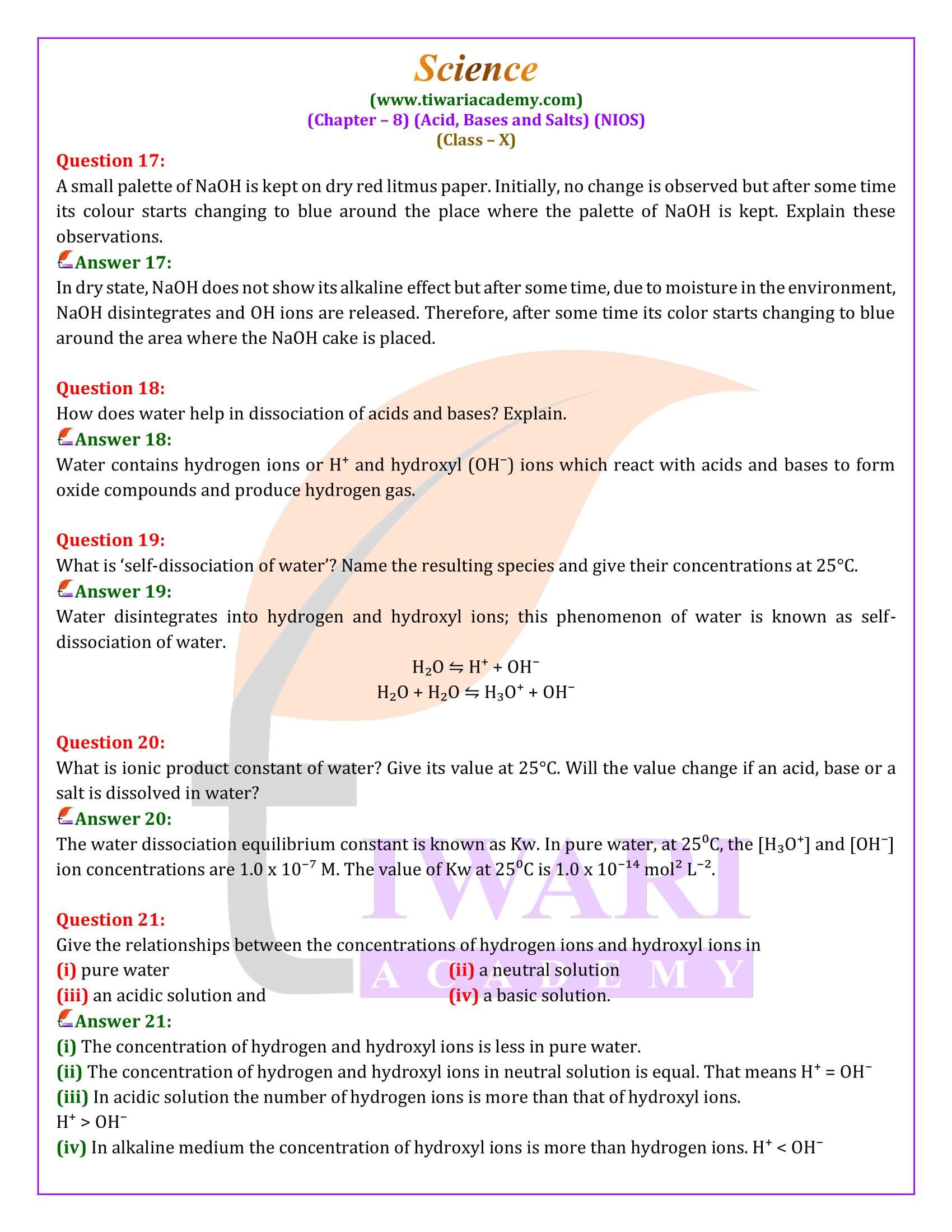 NIOS Class 10 Science Chapter 8 Guide in Hindi and English