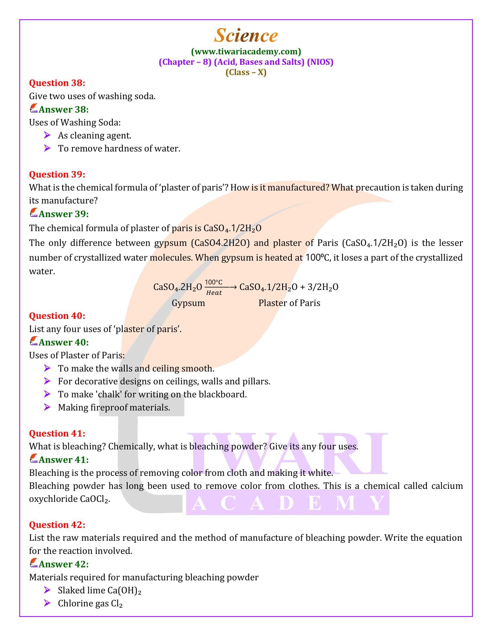 NIOS Science Chapter 8 Question Answers