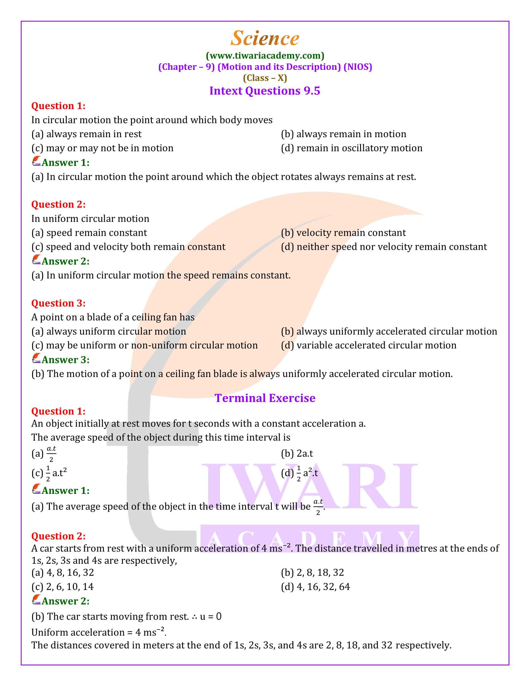NIOS Class 10 Science Chapter 9 Solutions in English