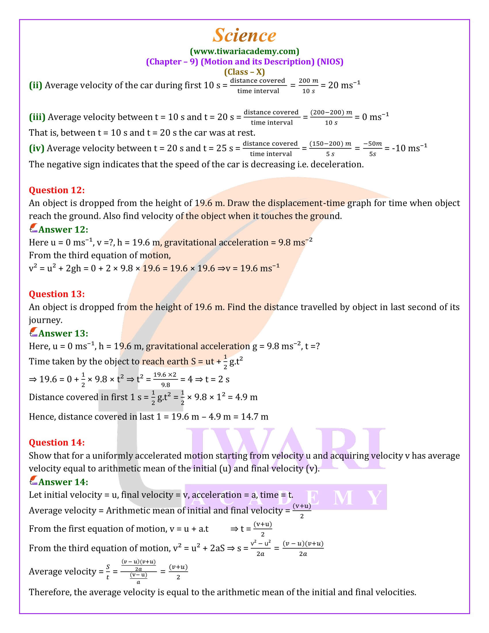 NIOS Science Chapter 9 Question Answers