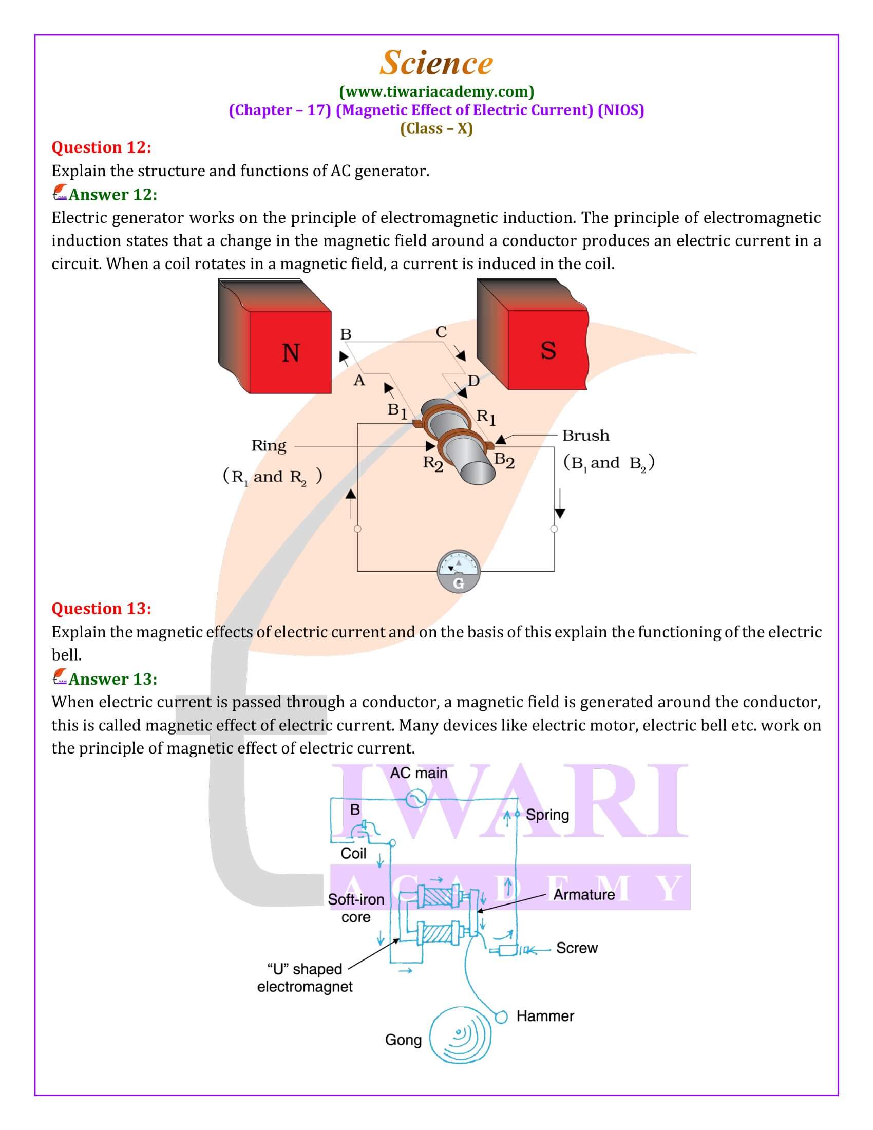 NIOS Class 10 Science Chapter 17 All Question answers