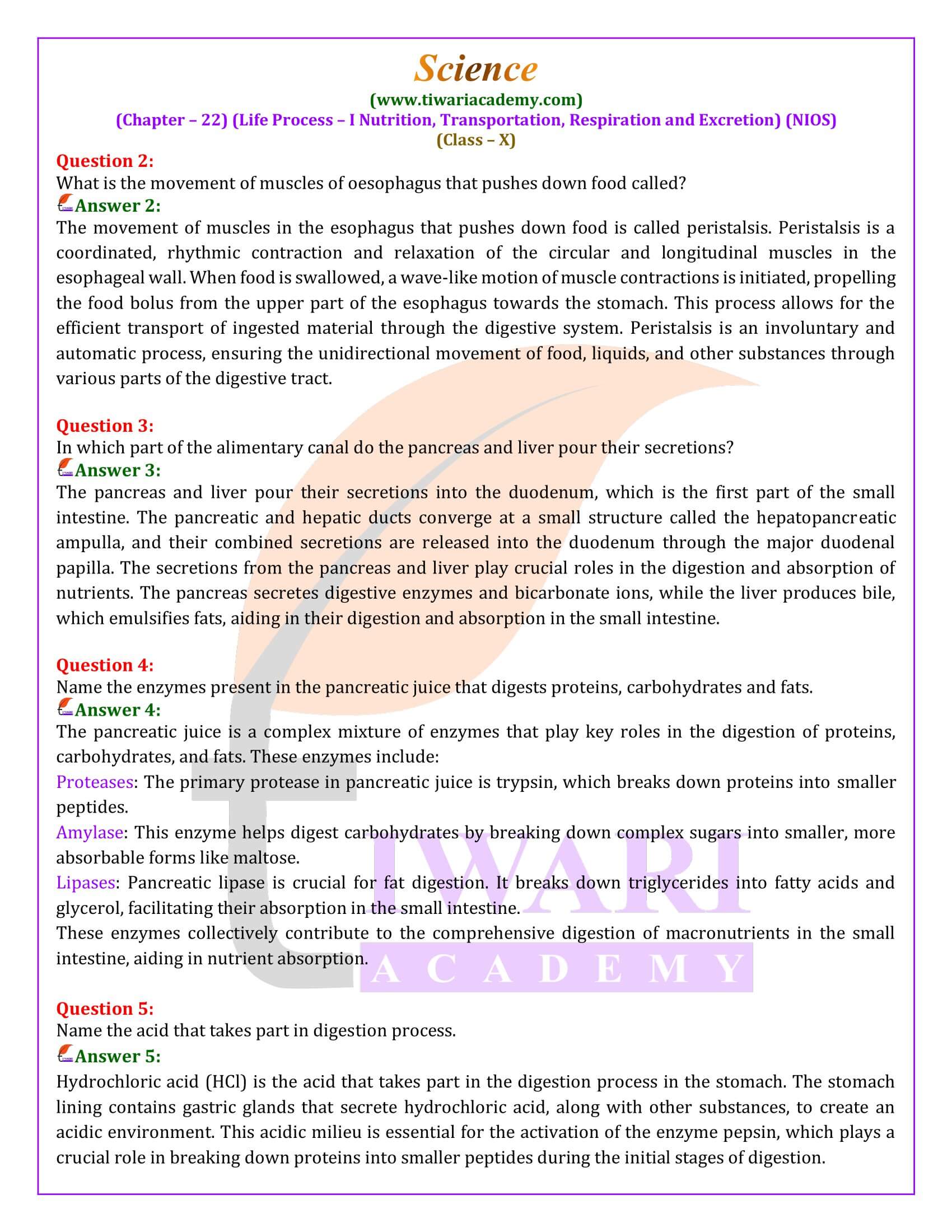 NIOS Class 10 Science Chapter 22 Solutions