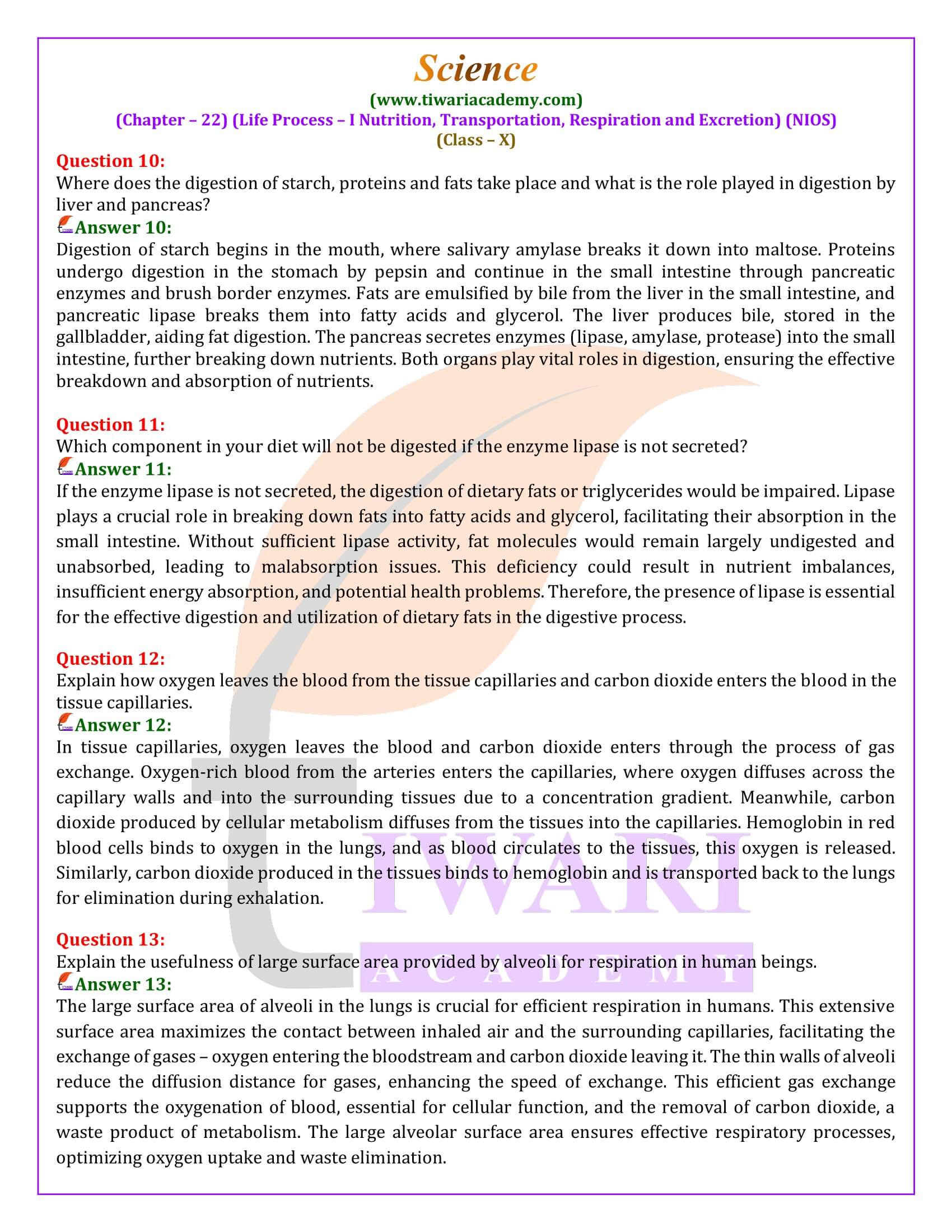 NIOS Class 10 Science Chapter 22 Solutions of Exercises
