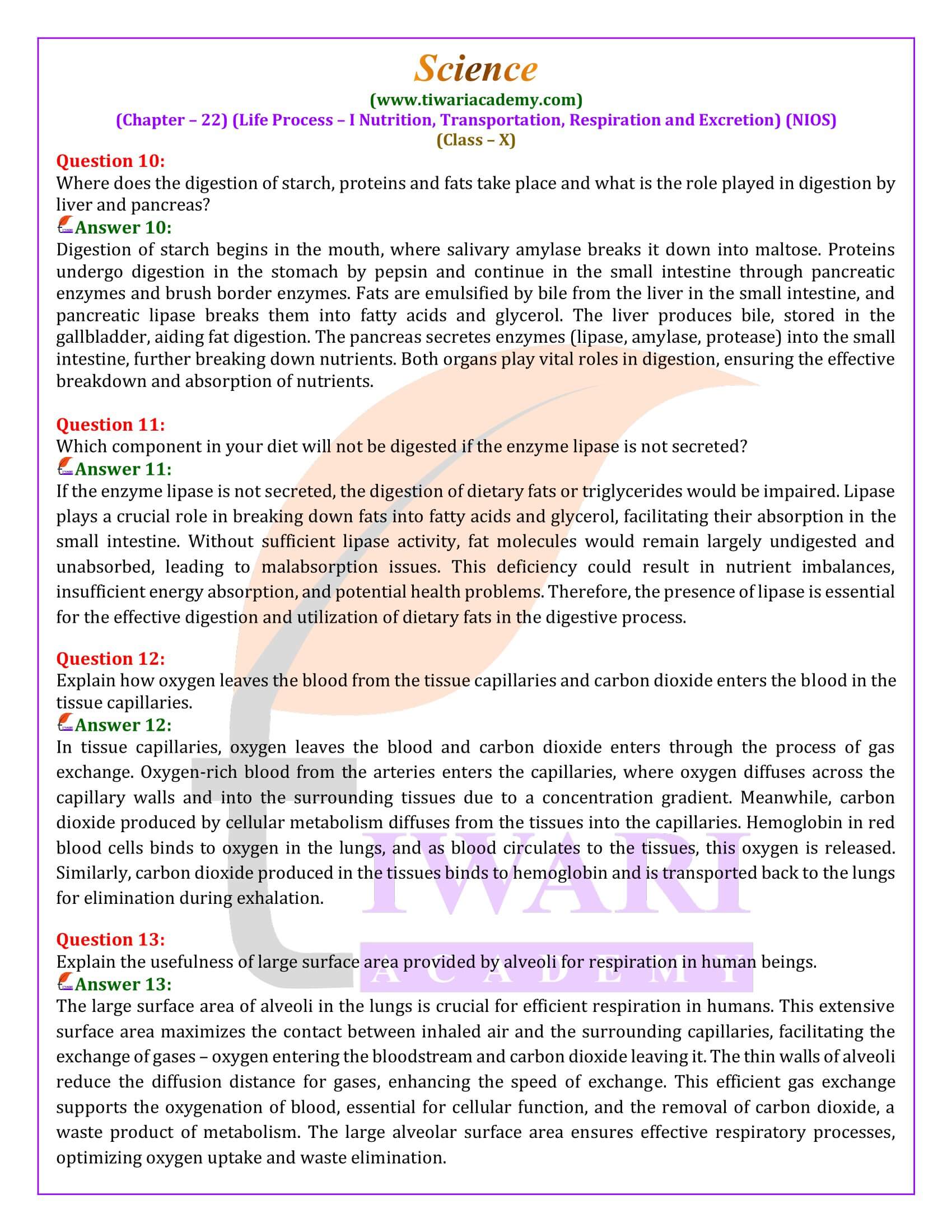 NIOS Class 10 Science Chapter 22 Solutions of Exercises