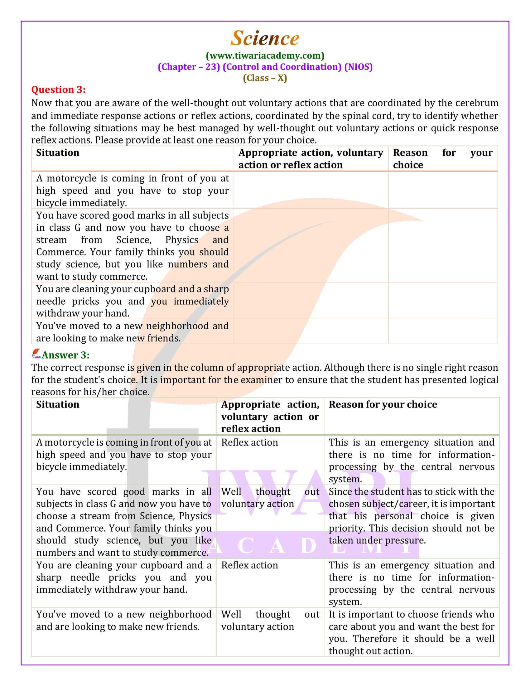 NIOS Class 10 Science Chapter 23 Answers