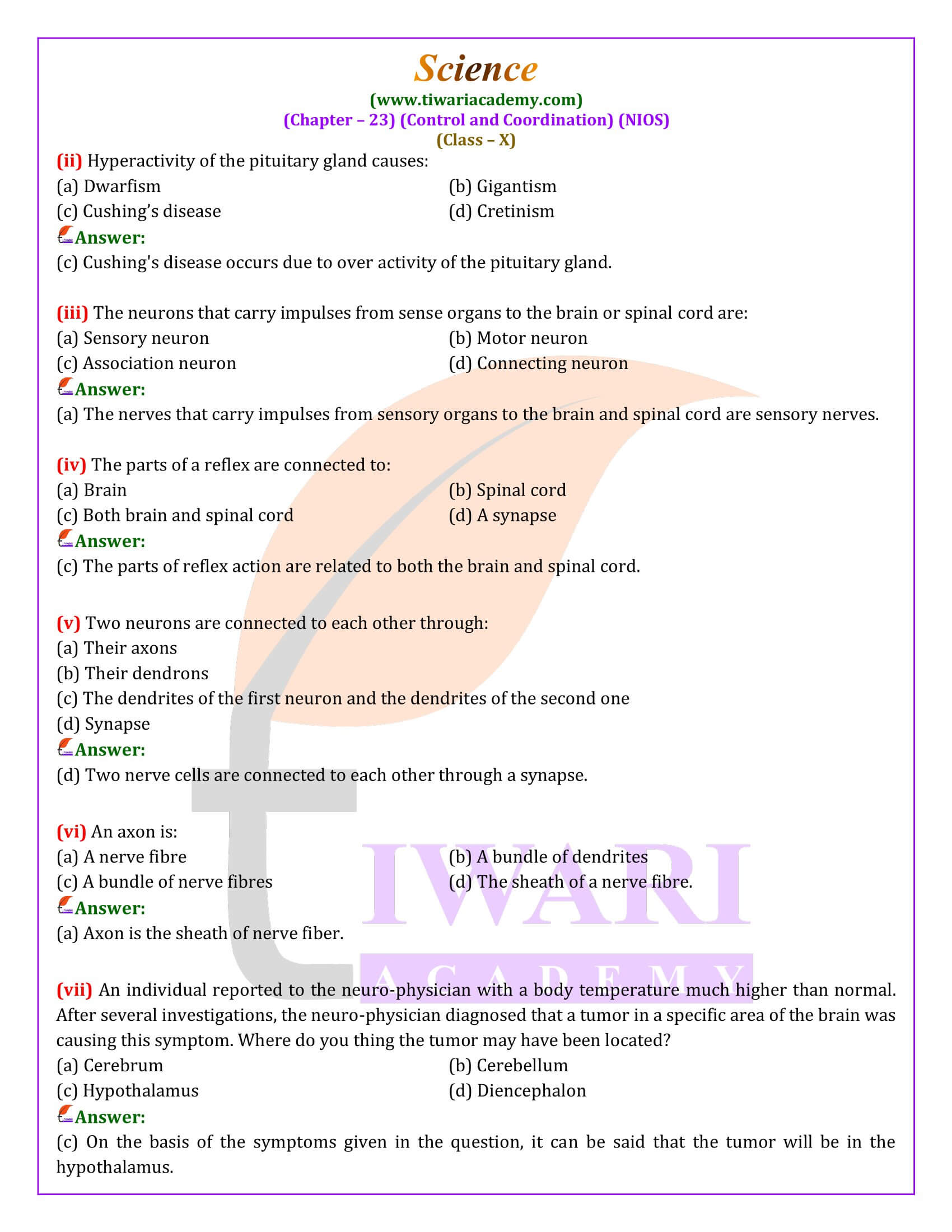 NIOS Class 10 Science Chapter 23 Question Answers
