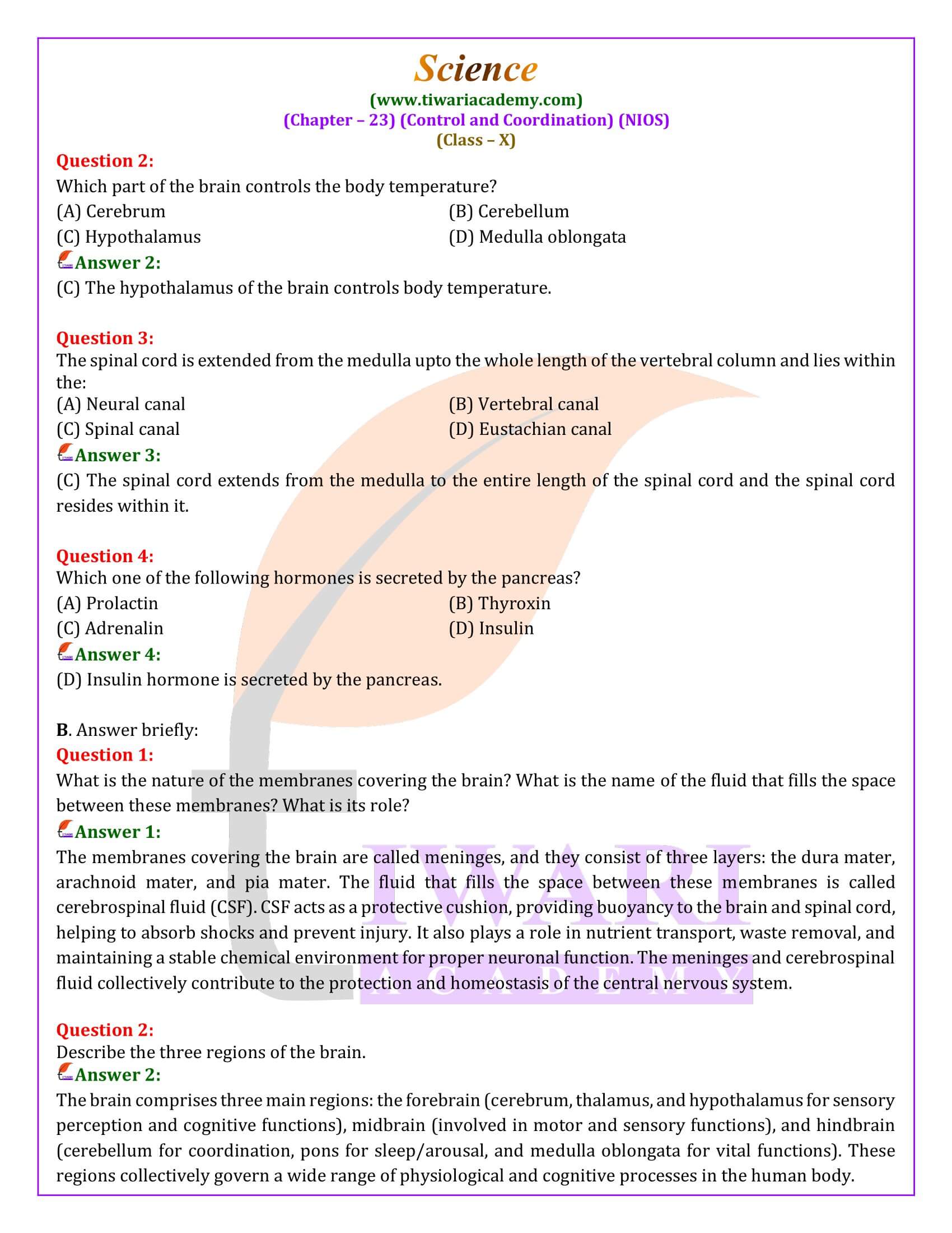 NIOS Class 10 Science Chapter 23 Guide Solutions