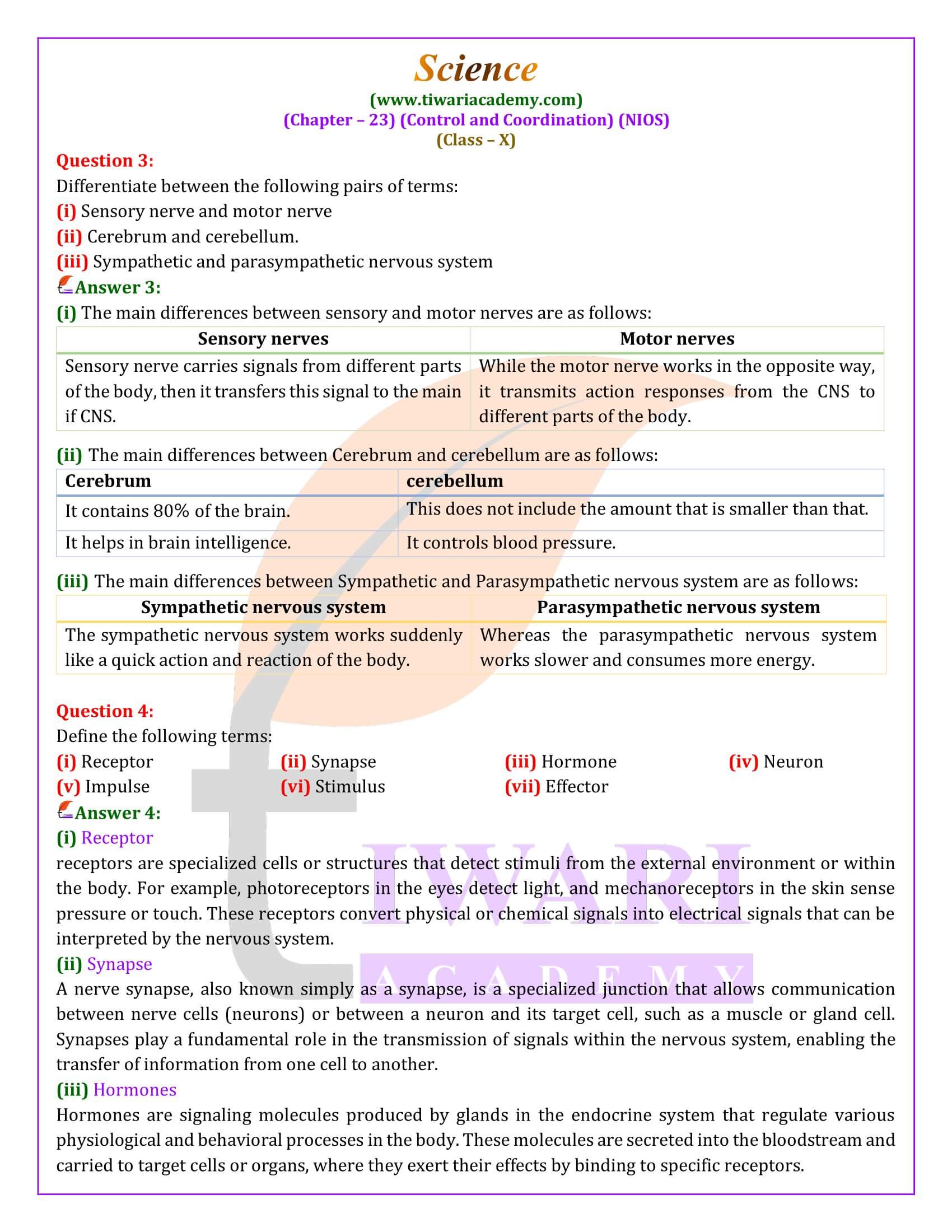 NIOS Class 10 Science Chapter 23 guide for solutions