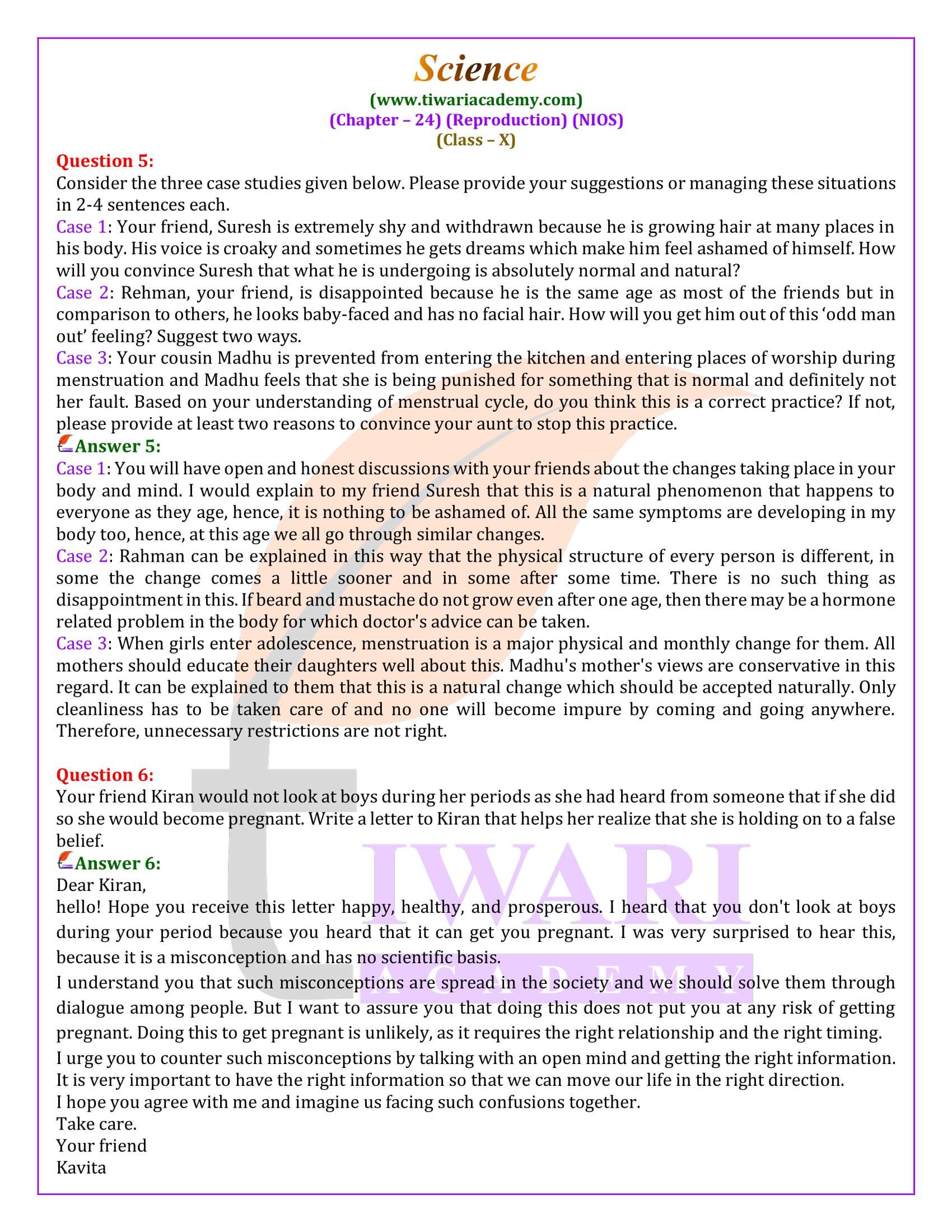 NIOS Class 10 Science Chapter 24 Life Processes III: Reproduction Guide