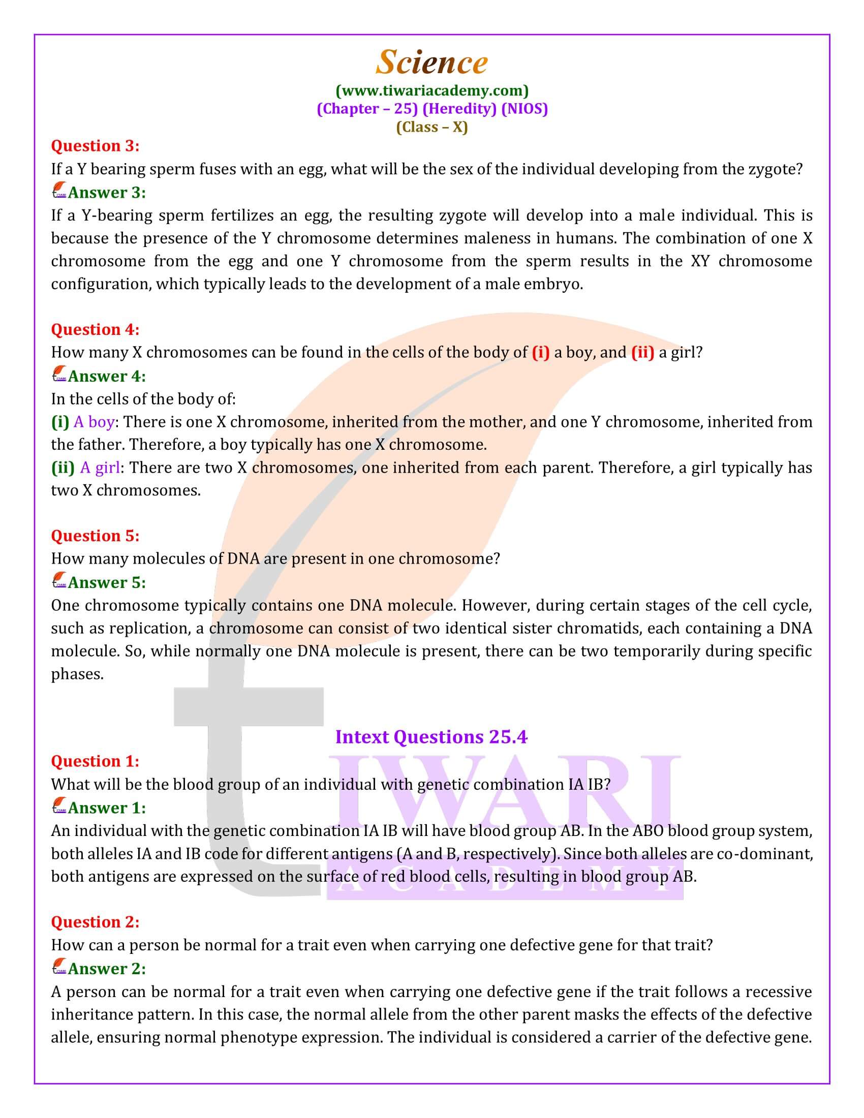 NIOS Class 10 Science Chapter 25 Answers